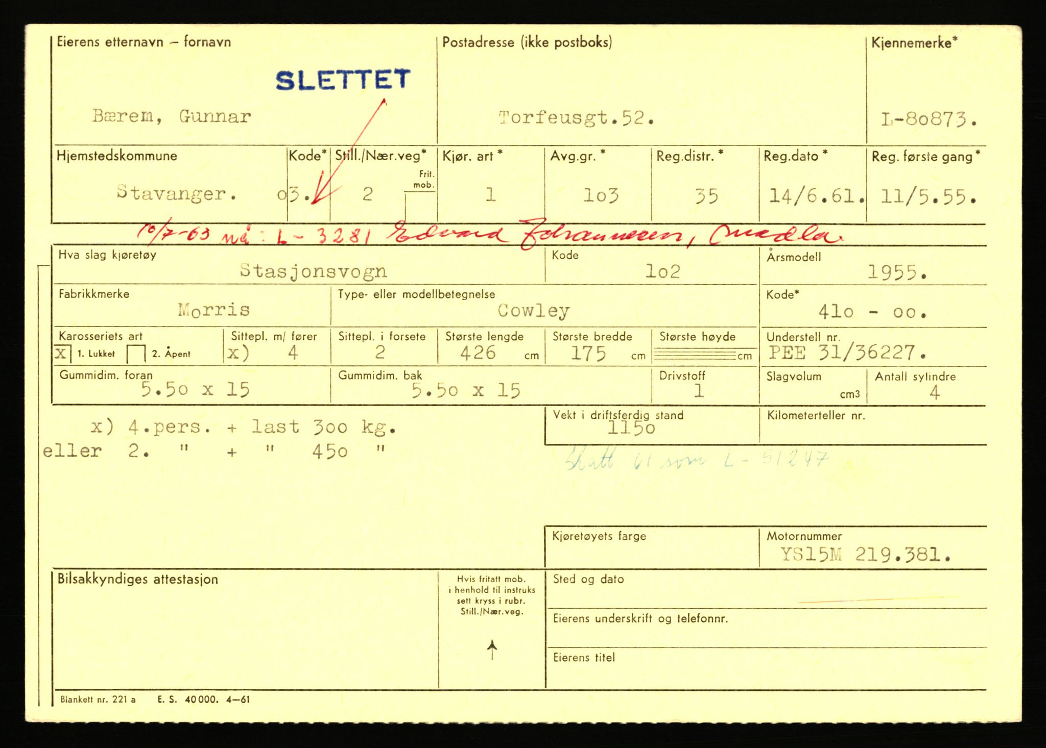 Stavanger trafikkstasjon, AV/SAST-A-101942/0/F/L0071: L-80500 - L-82199, 1930-1971, p. 649