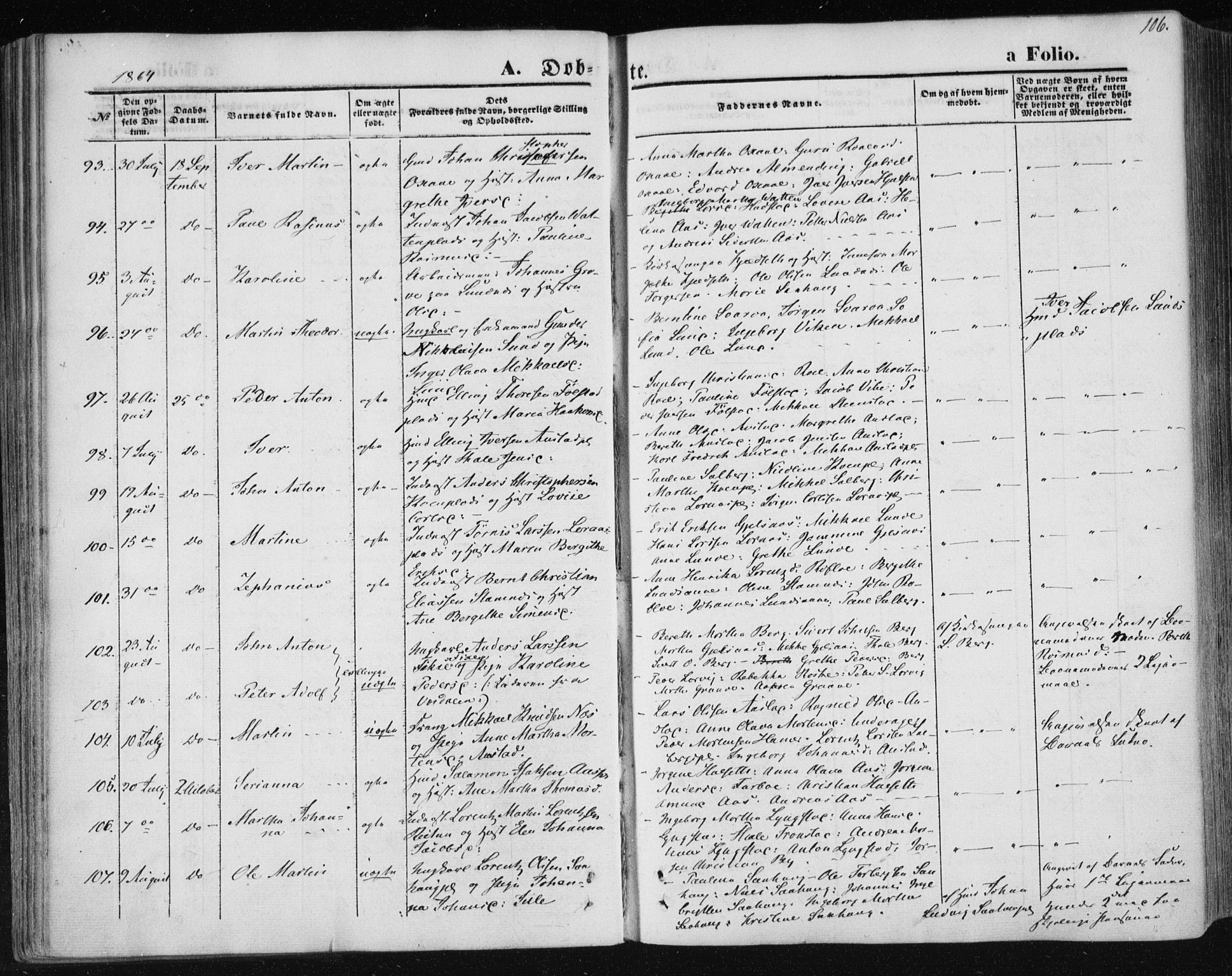 Ministerialprotokoller, klokkerbøker og fødselsregistre - Nord-Trøndelag, SAT/A-1458/730/L0283: Parish register (official) no. 730A08, 1855-1865, p. 106