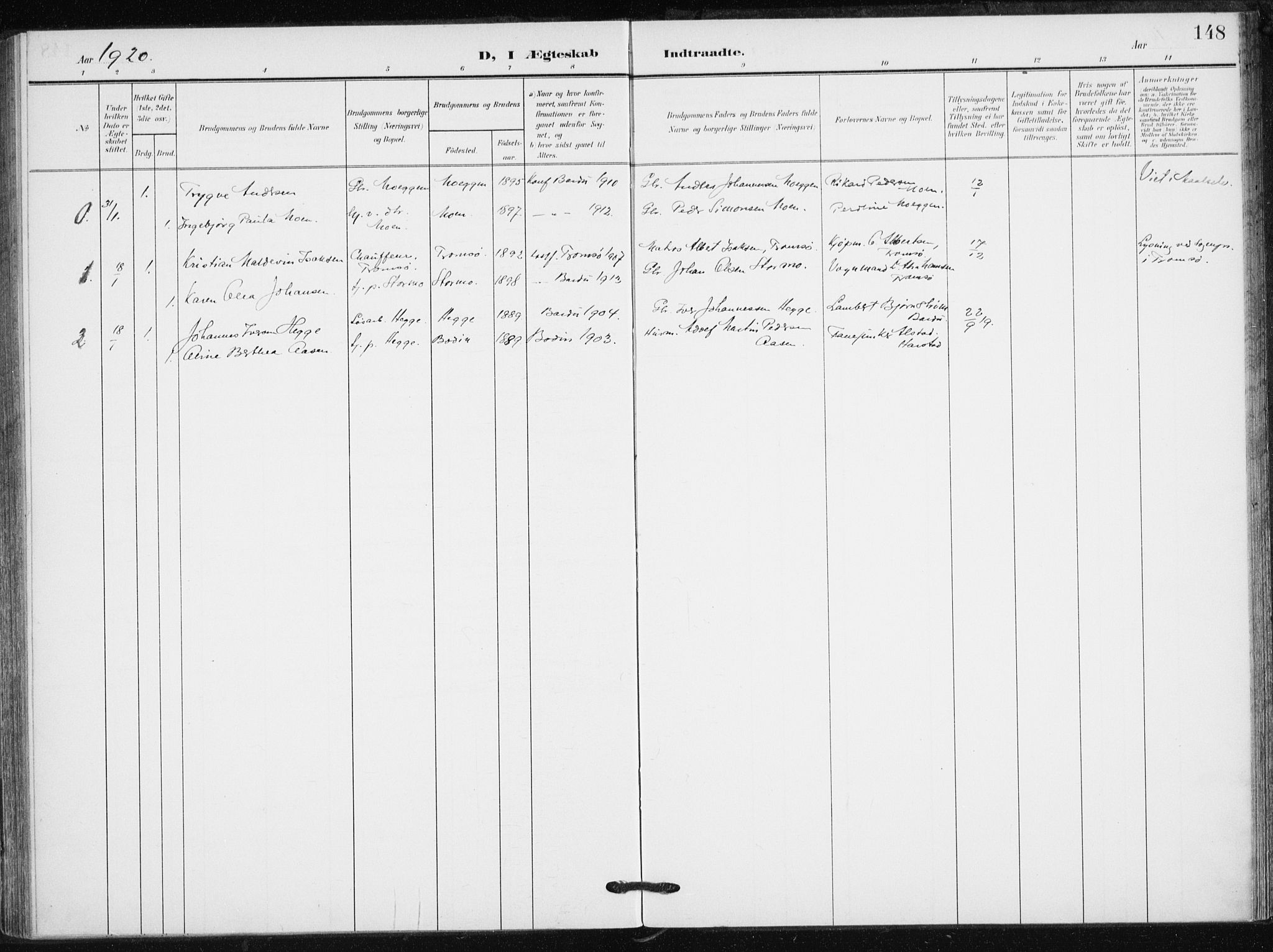 Målselv sokneprestembete, SATØ/S-1311/G/Ga/Gaa/L0013kirke: Parish register (official) no. 13, 1903-1919, p. 148
