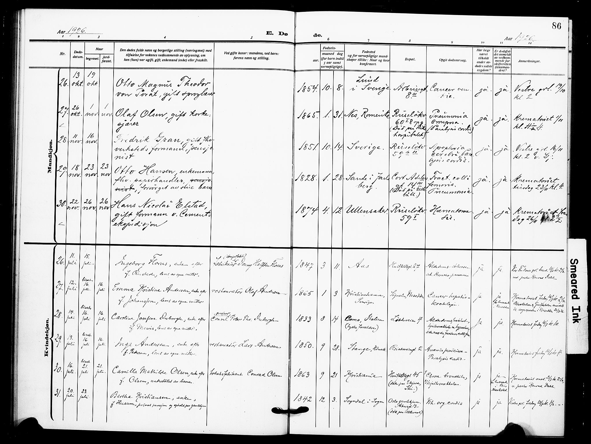 Johannes prestekontor Kirkebøker, SAO/A-10852/F/Fa/L0012: Parish register (official) no. 12, 1918-1930, p. 86