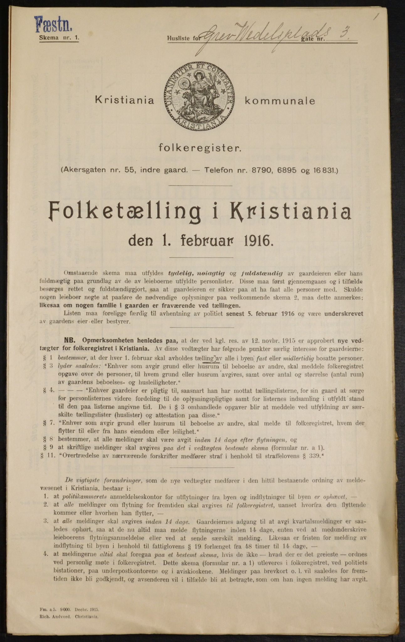 OBA, Municipal Census 1916 for Kristiania, 1916, p. 30449