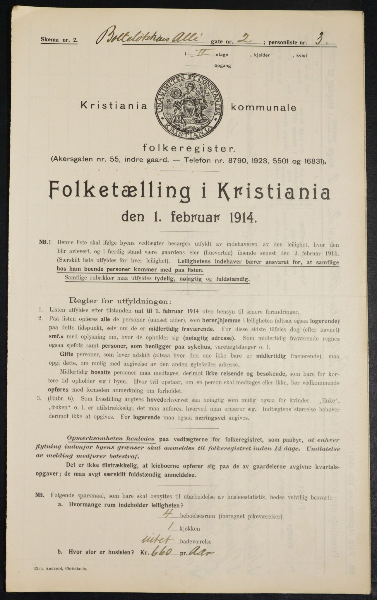 OBA, Municipal Census 1914 for Kristiania, 1914, p. 7604