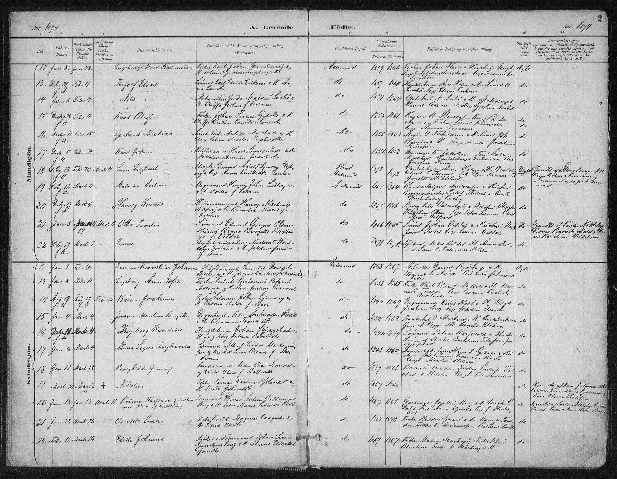 Ministerialprotokoller, klokkerbøker og fødselsregistre - Møre og Romsdal, AV/SAT-A-1454/529/L0456: Parish register (official) no. 529A06, 1894-1906, p. 2