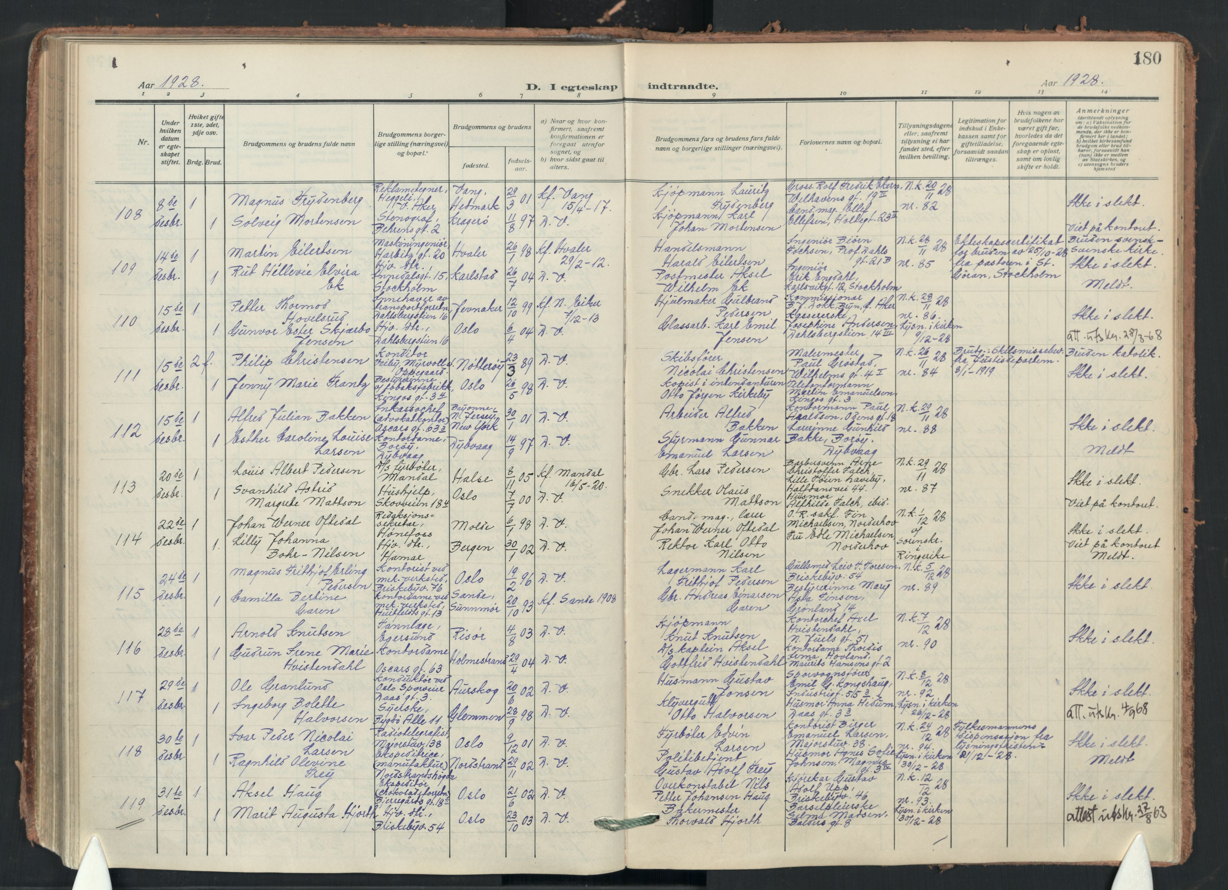Uranienborg prestekontor Kirkebøker, SAO/A-10877/F/Fa/L0012: Parish register (official) no. 12, 1914-1930, p. 180