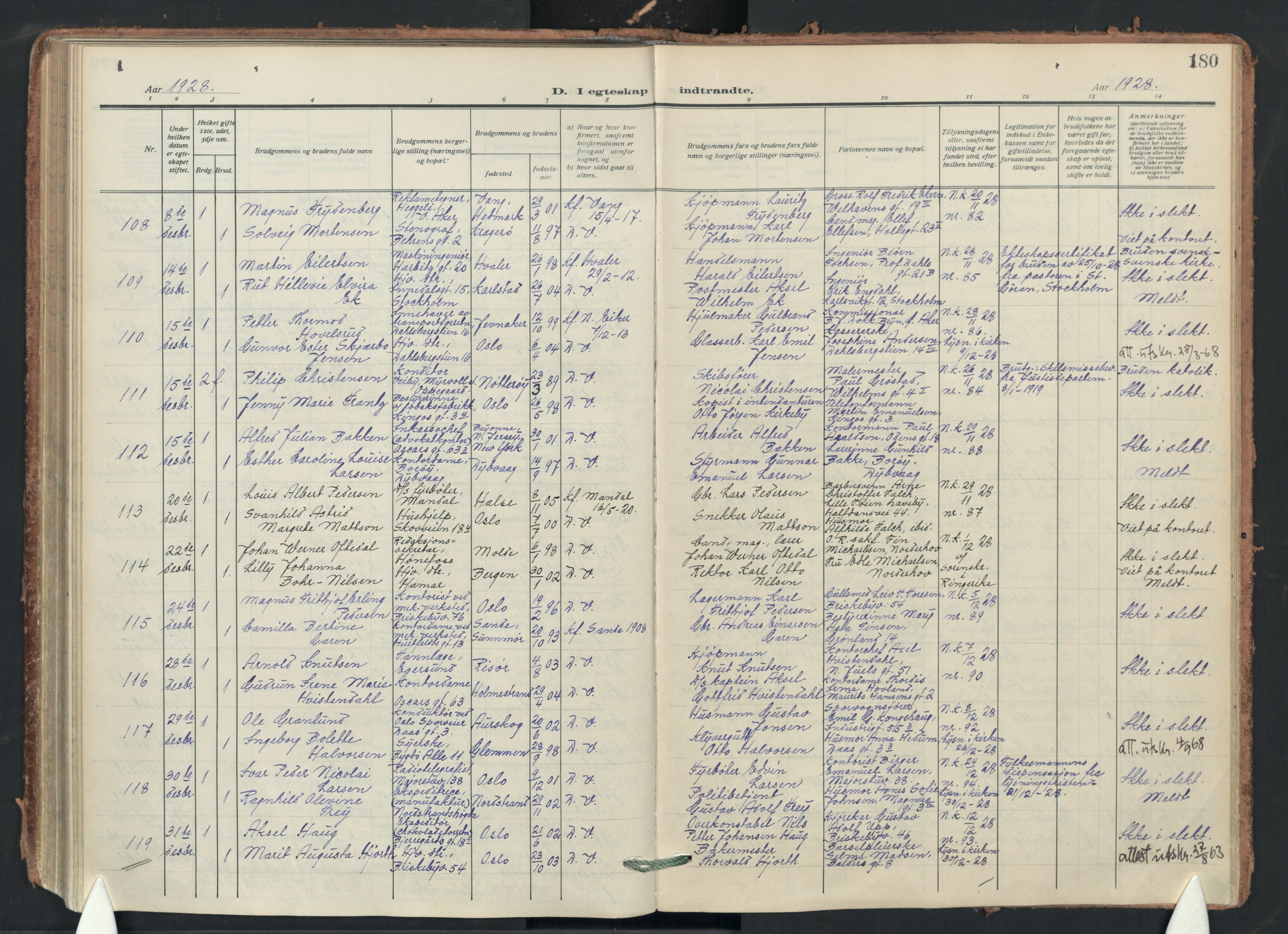Uranienborg prestekontor Kirkebøker, AV/SAO-A-10877/F/Fa/L0012: Parish register (official) no. I 12, 1914-1930, p. 180