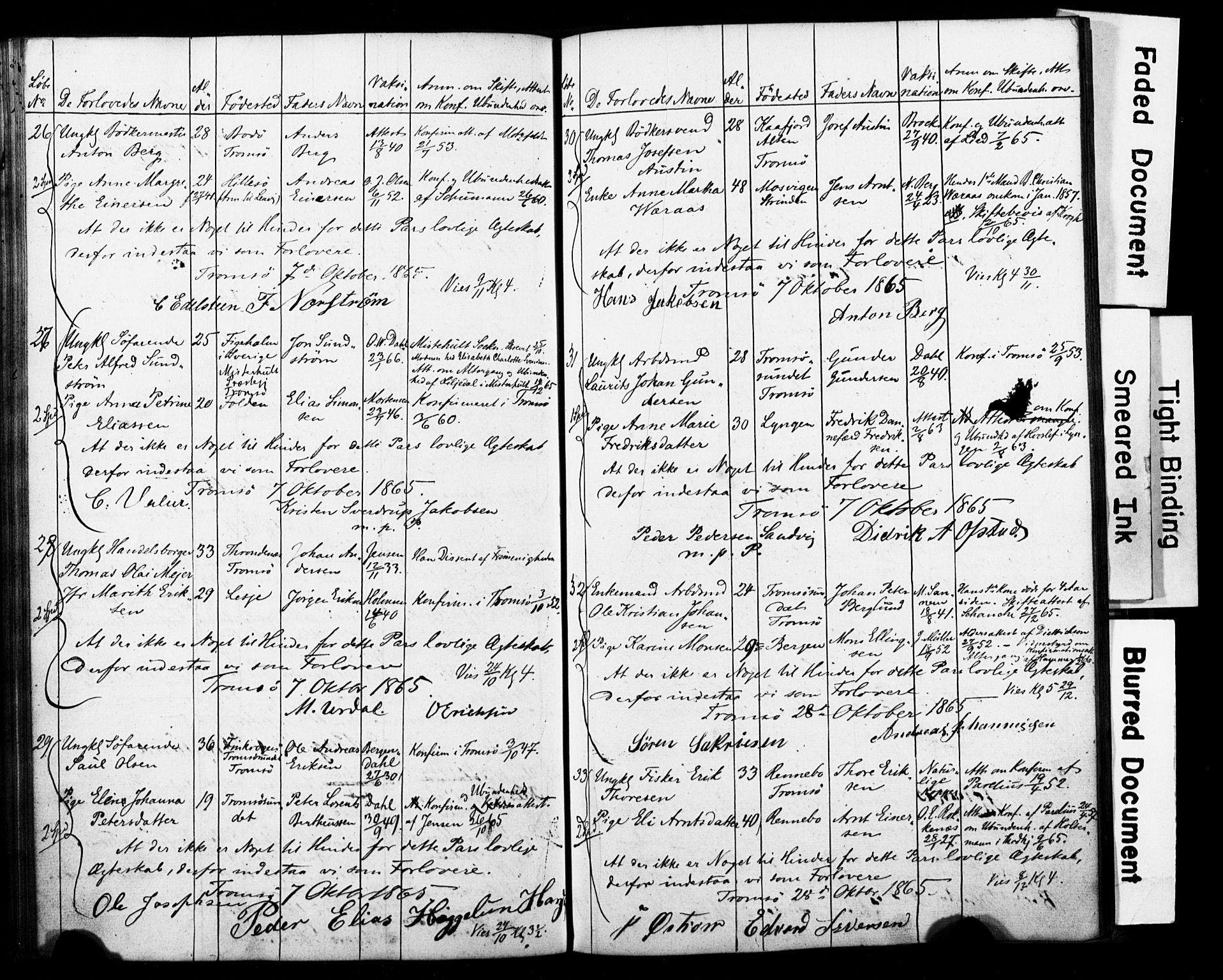 Tromsø sokneprestkontor/stiftsprosti/domprosti, AV/SATØ-S-1343/H/Hc/L0097: Banns register no. 97, 1851-1872