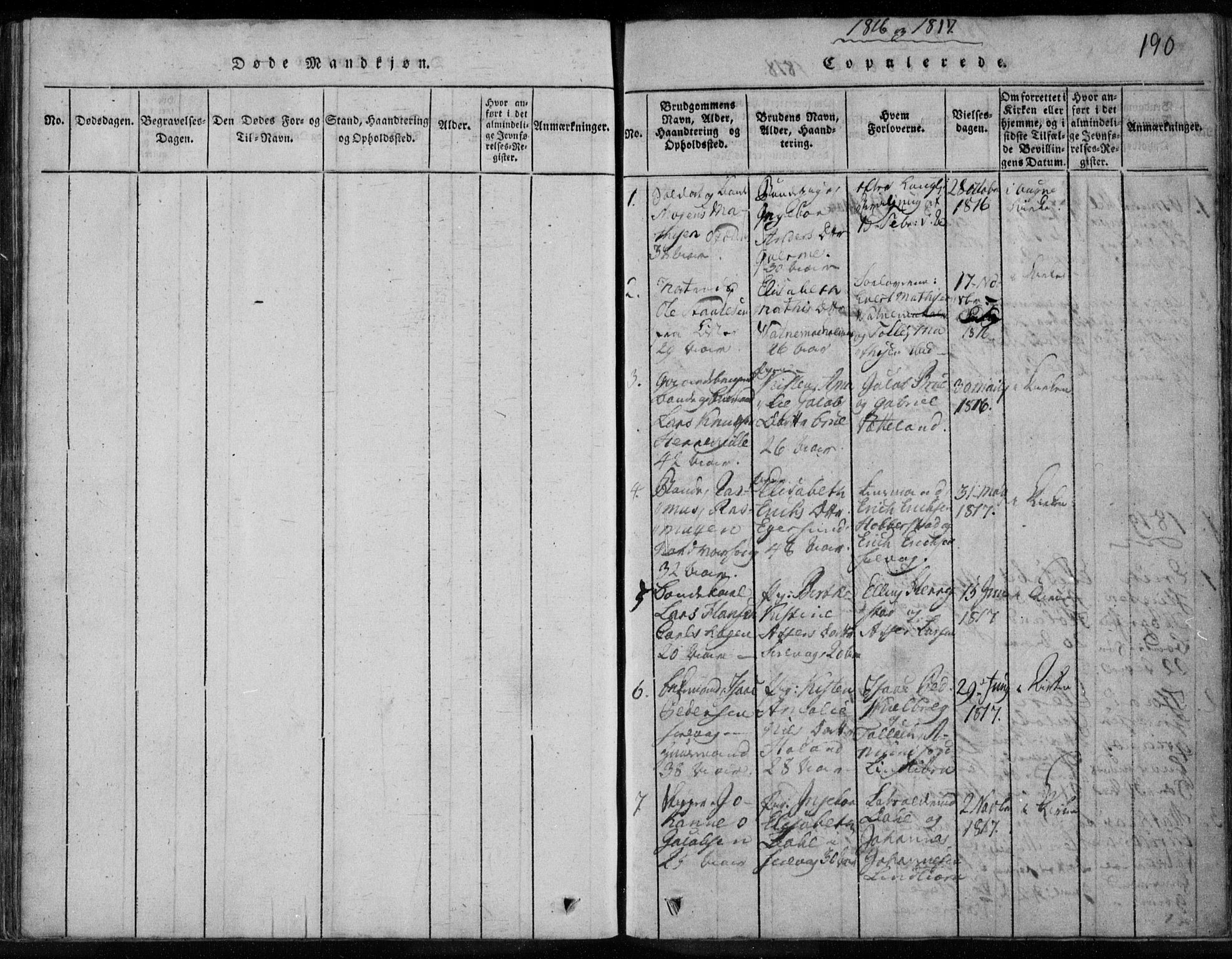 Eigersund sokneprestkontor, SAST/A-101807/S08/L0008: Parish register (official) no. A 8, 1816-1847, p. 190