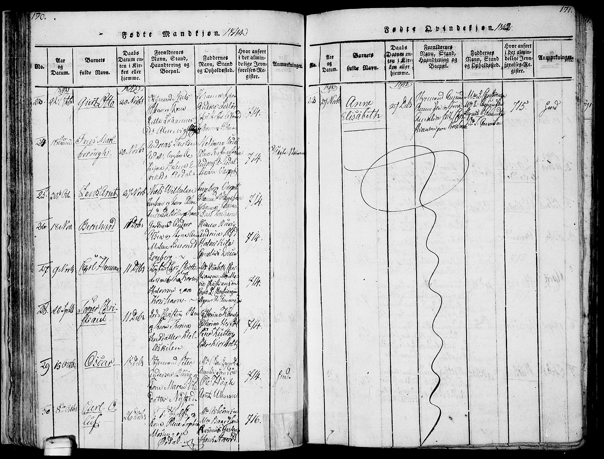 Hvaler prestekontor Kirkebøker, SAO/A-2001/F/Fa/L0005: Parish register (official) no. I 5, 1816-1845, p. 170-171