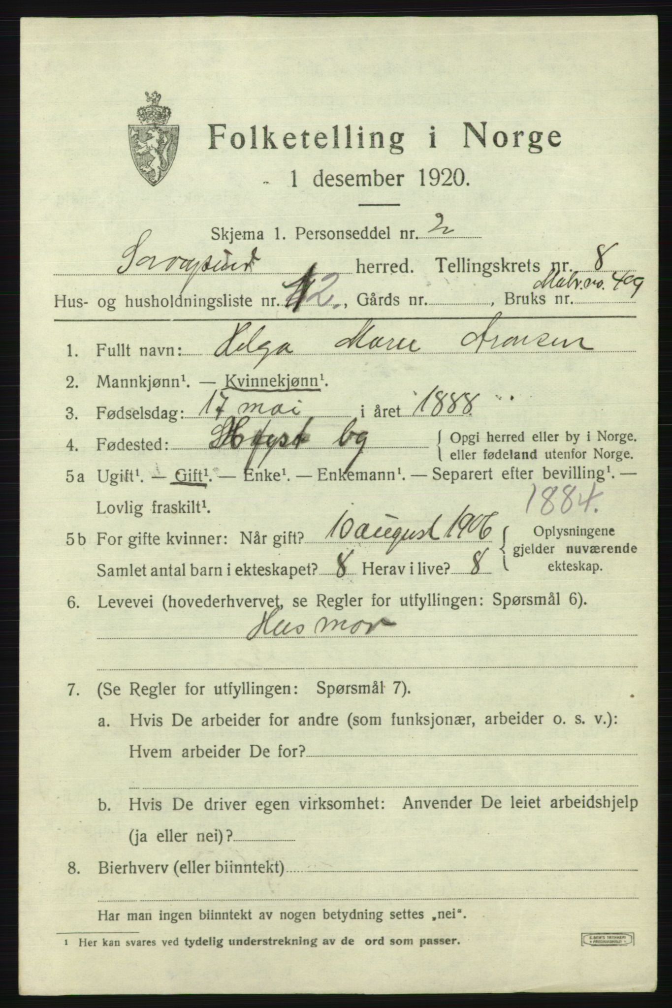 SATØ, 1920 census for Sørøysund rural district, 1920, p. 3260