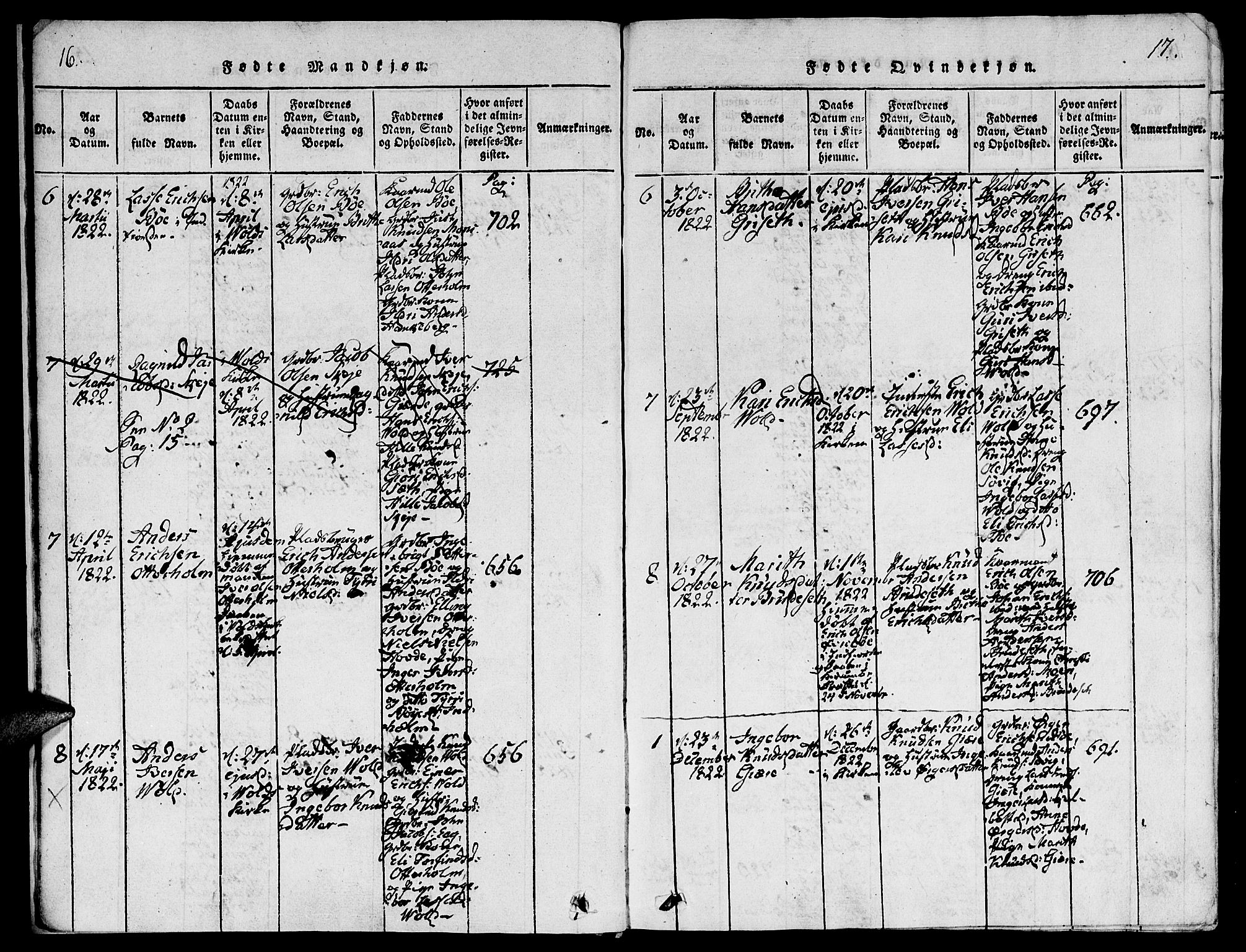Ministerialprotokoller, klokkerbøker og fødselsregistre - Møre og Romsdal, SAT/A-1454/543/L0561: Parish register (official) no. 543A01, 1818-1853, p. 16-17
