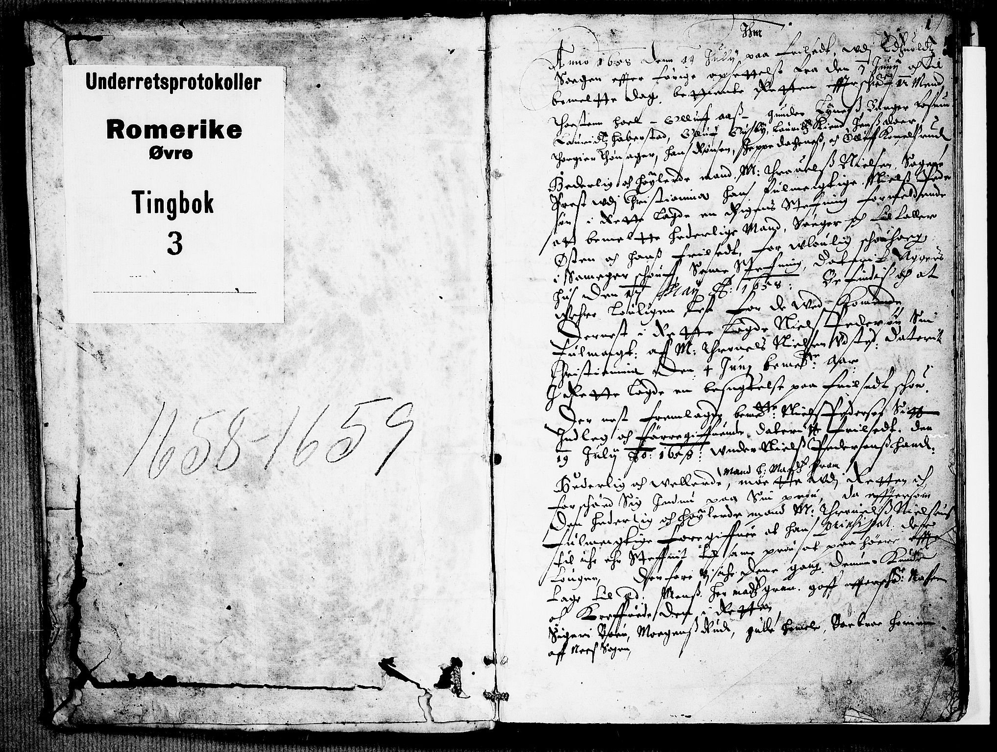 Øvre Romerike sorenskriveri, SAO/A-10649/F/Fb/L0003: Tingbok 3, 1658-1659, p. 0b-1a