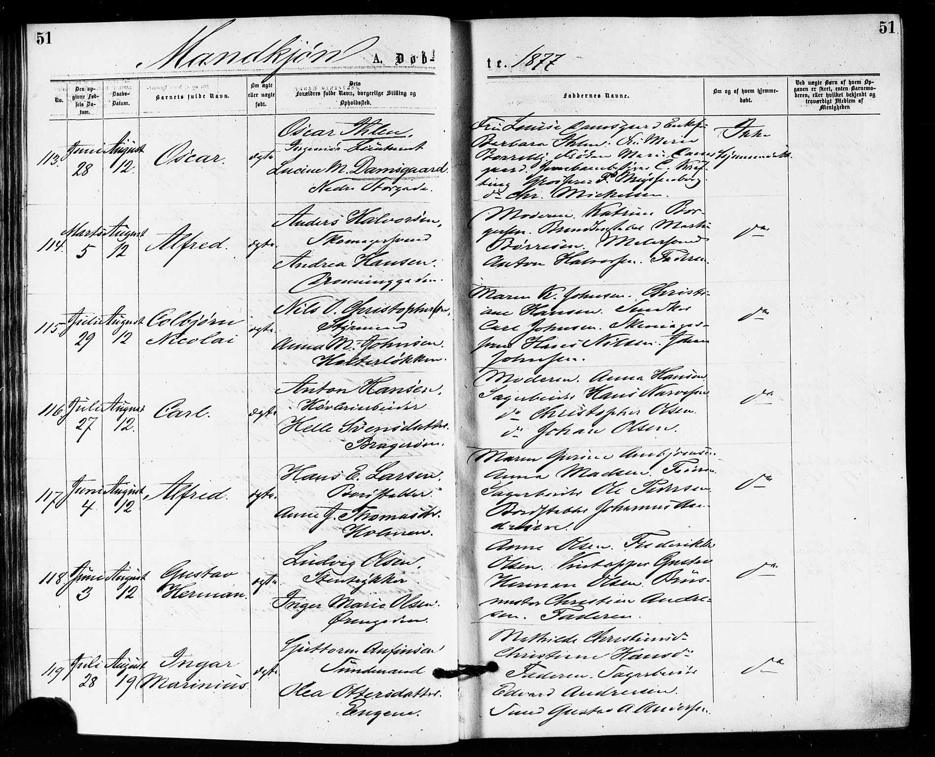 Bragernes kirkebøker, SAKO/A-6/F/Fb/L0005: Parish register (official) no. II 5, 1875-1877, p. 51
