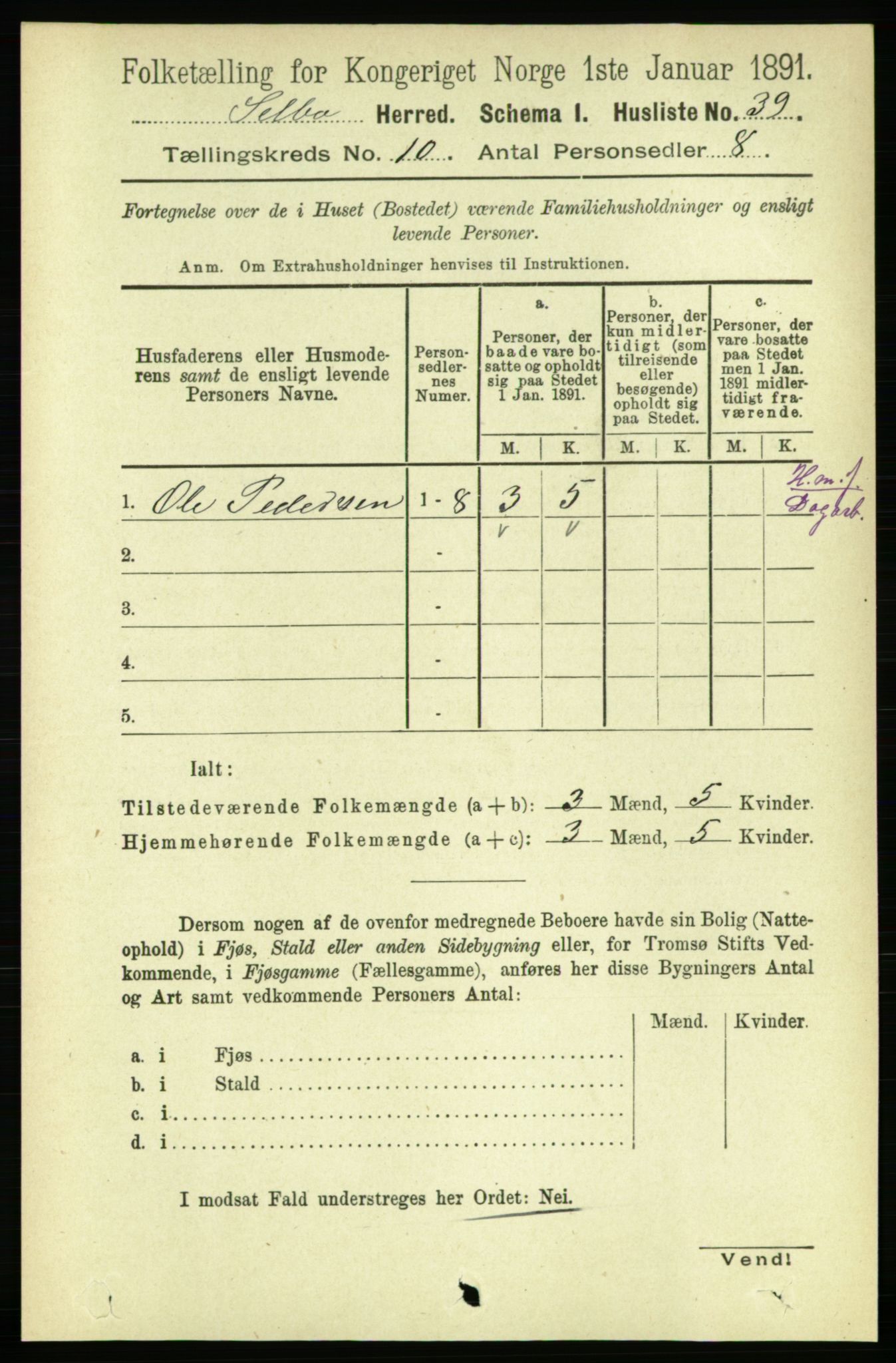 RA, 1891 census for 1664 Selbu, 1891, p. 3642