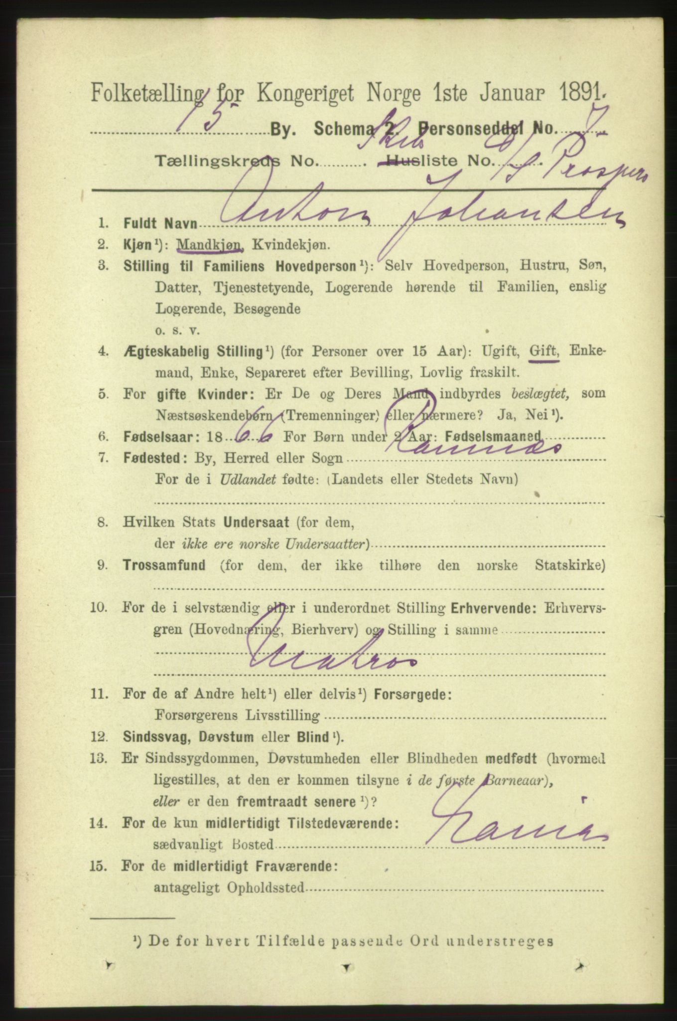 RA, 1891 census for 0602 Drammen, 1891, p. 25613