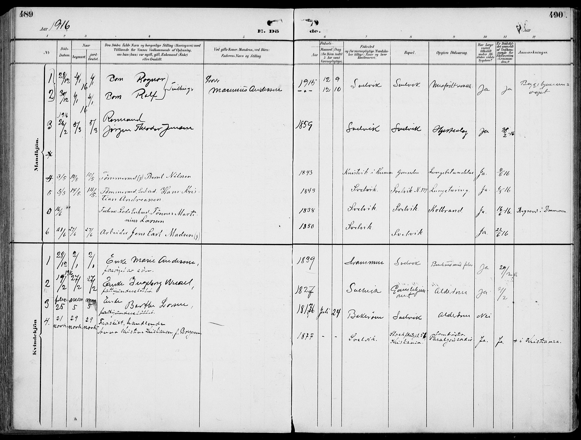 Strømm kirkebøker, AV/SAKO-A-322/F/Fb/L0002: Parish register (official) no. II 2, 1900-1919, p. 489-490