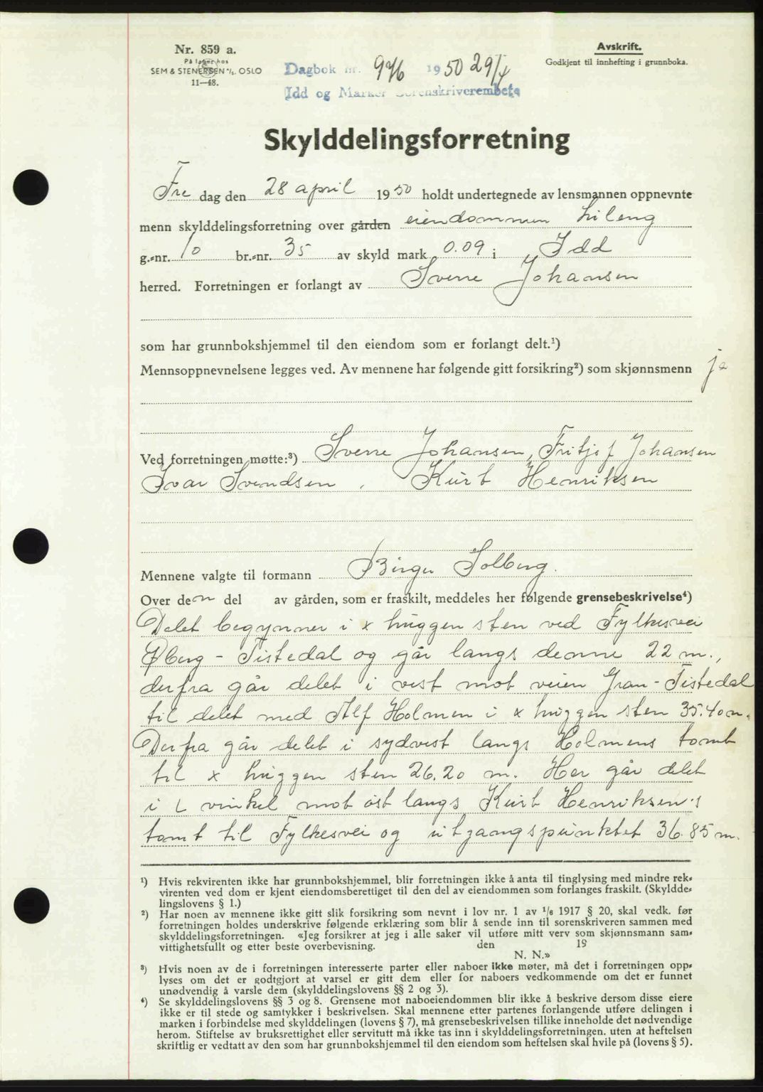 Idd og Marker sorenskriveri, AV/SAO-A-10283/G/Gb/Gbb/L0014: Mortgage book no. A14, 1950-1950, Diary no: : 976/1950