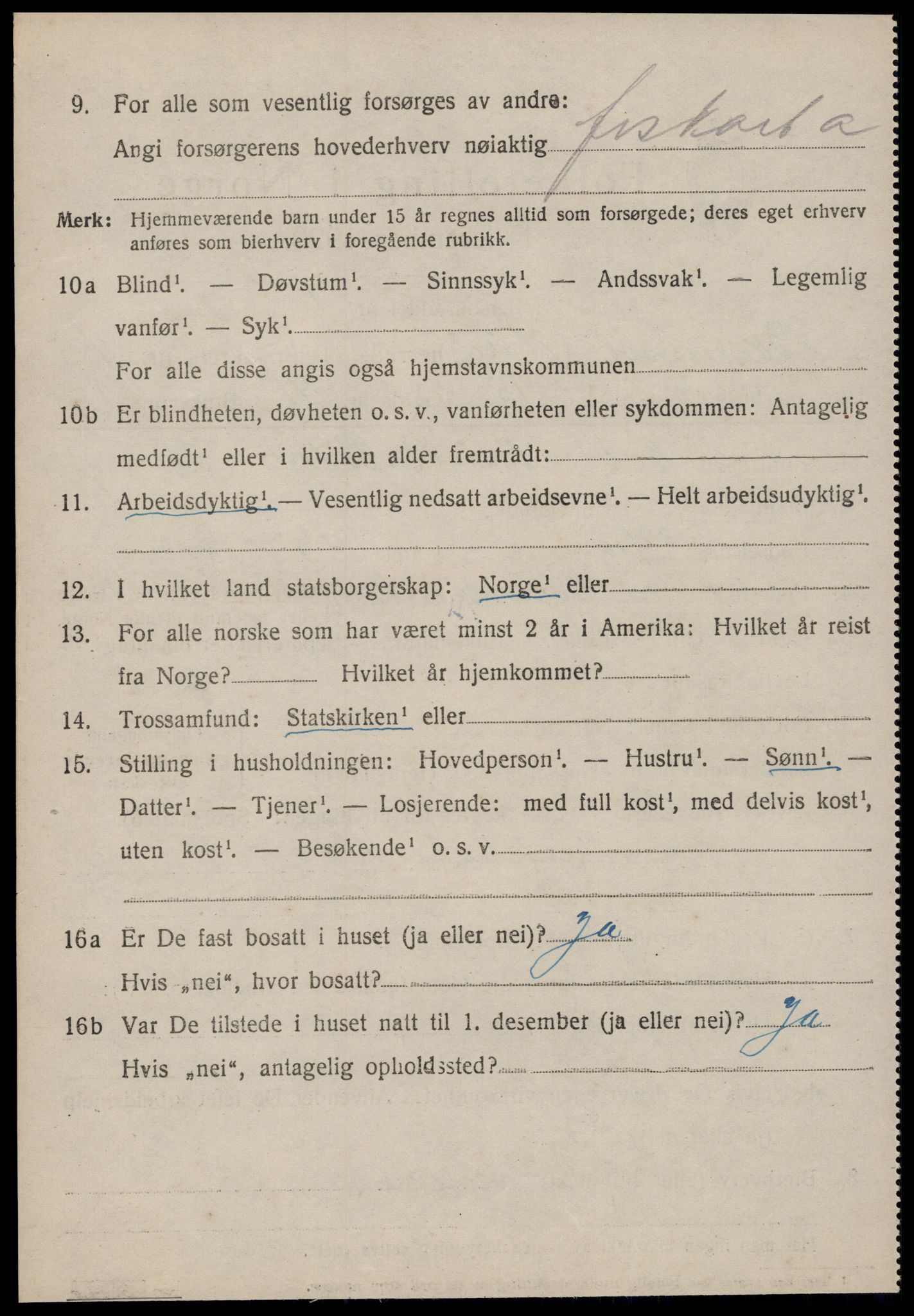 SAT, 1920 census for Bremsnes, 1920, p. 4364