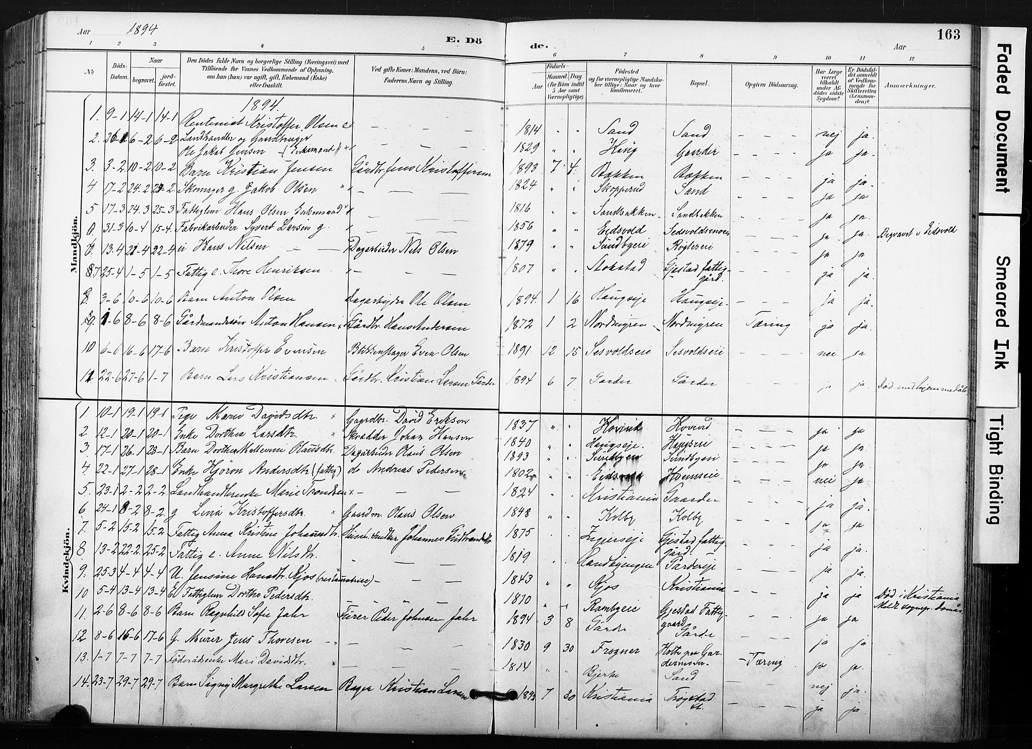 Ullensaker prestekontor Kirkebøker, AV/SAO-A-10236a/F/Fb/L0002: Parish register (official) no. II 2, 1894-1909, p. 163