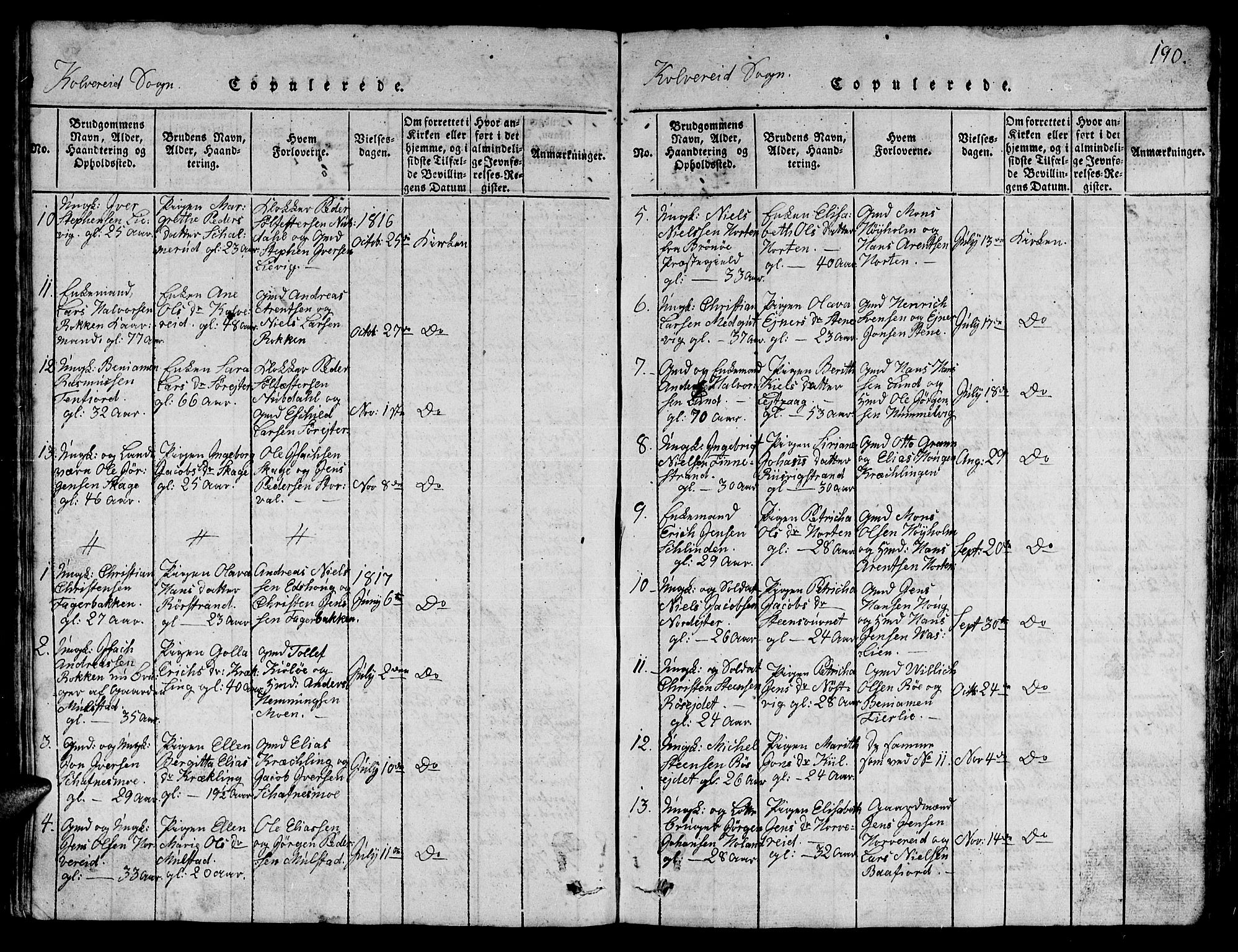Ministerialprotokoller, klokkerbøker og fødselsregistre - Nord-Trøndelag, SAT/A-1458/780/L0648: Parish register (copy) no. 780C01 /1, 1815-1870, p. 190
