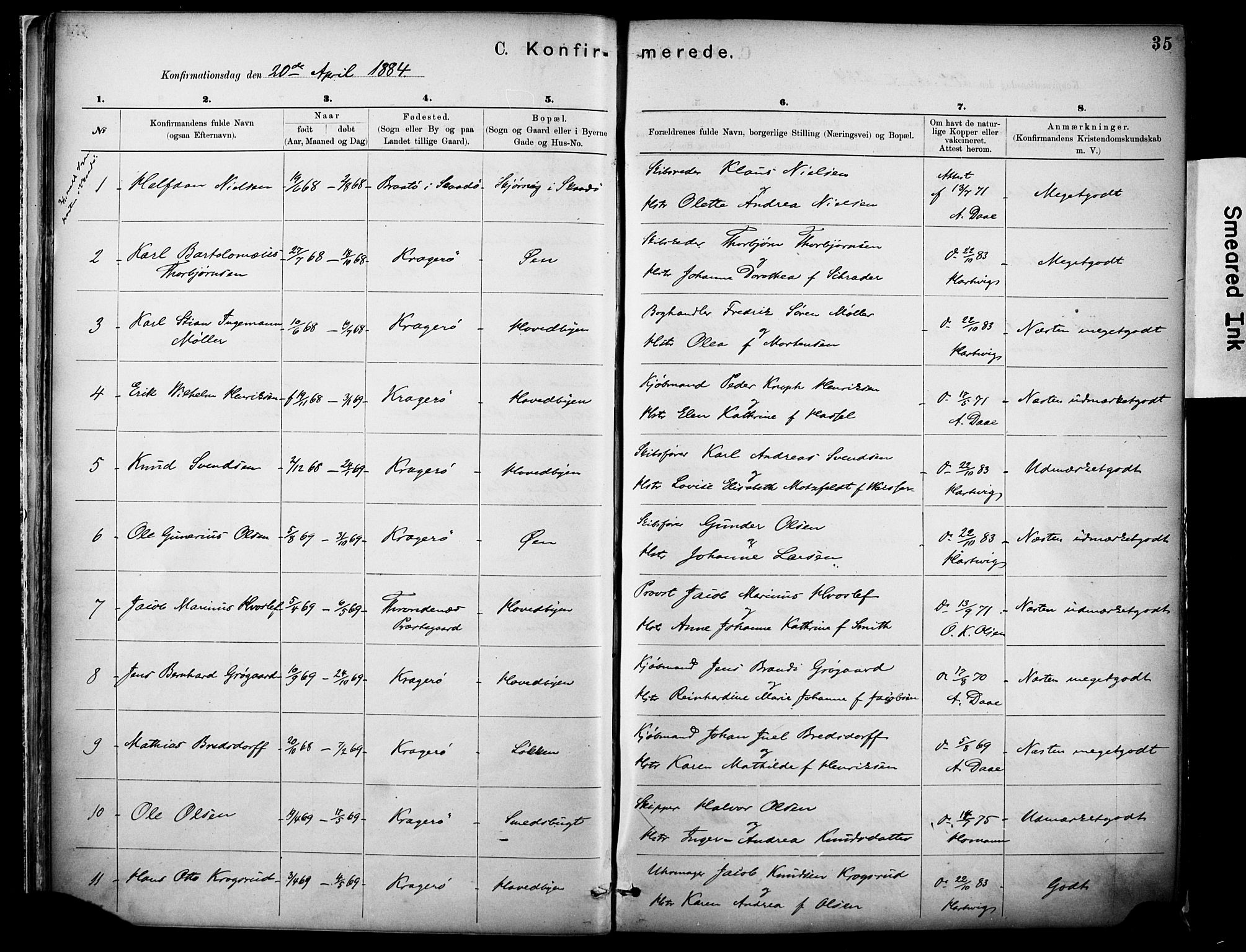 Kragerø kirkebøker, SAKO/A-278/F/Fa/L0012: Parish register (official) no. 12, 1880-1904, p. 35