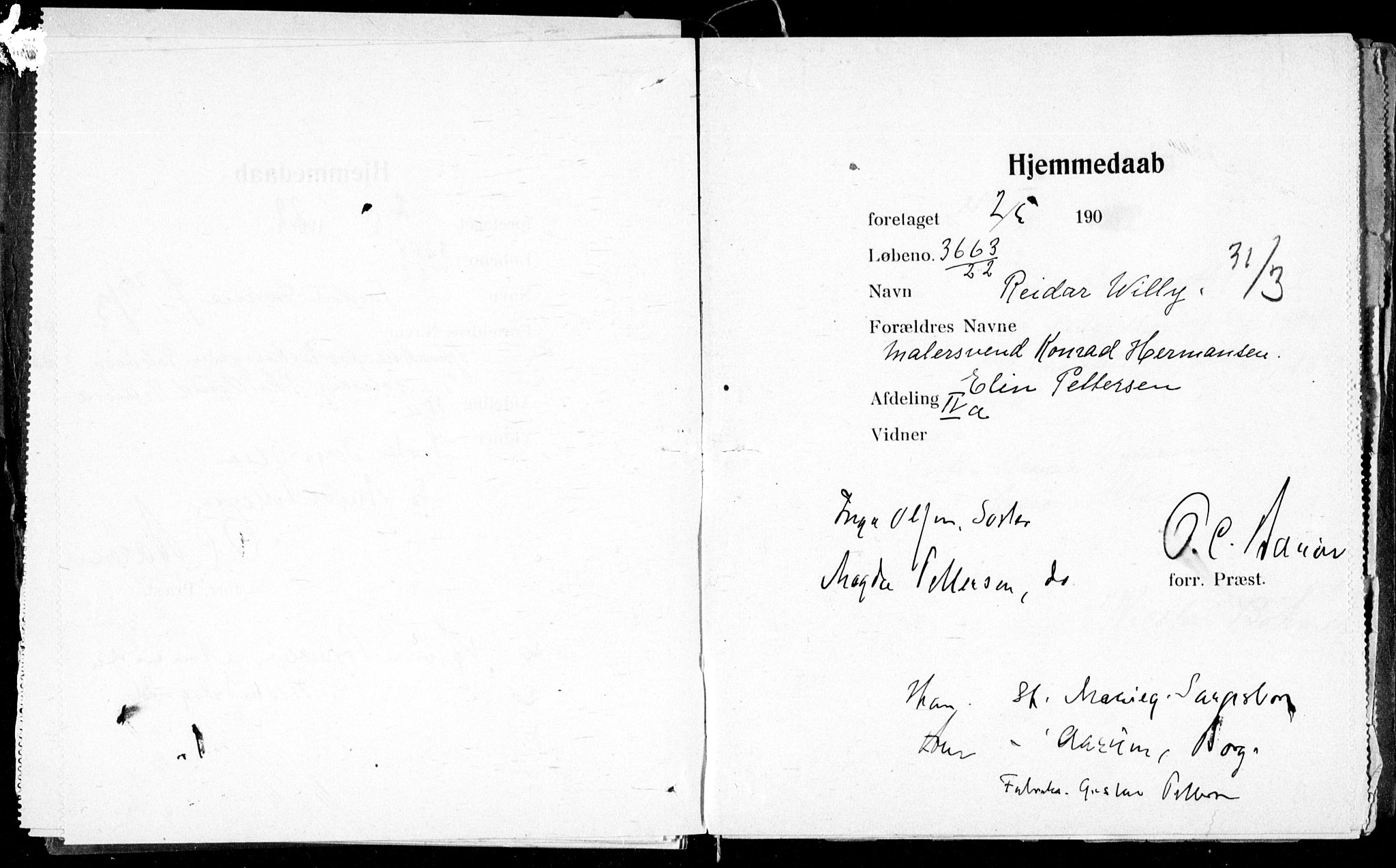 Ullevål sykehus prestekontor Kirkebøker, AV/SAO-A-10542a/K/Ka/L0002: Baptism register no. 2, 1907-1924