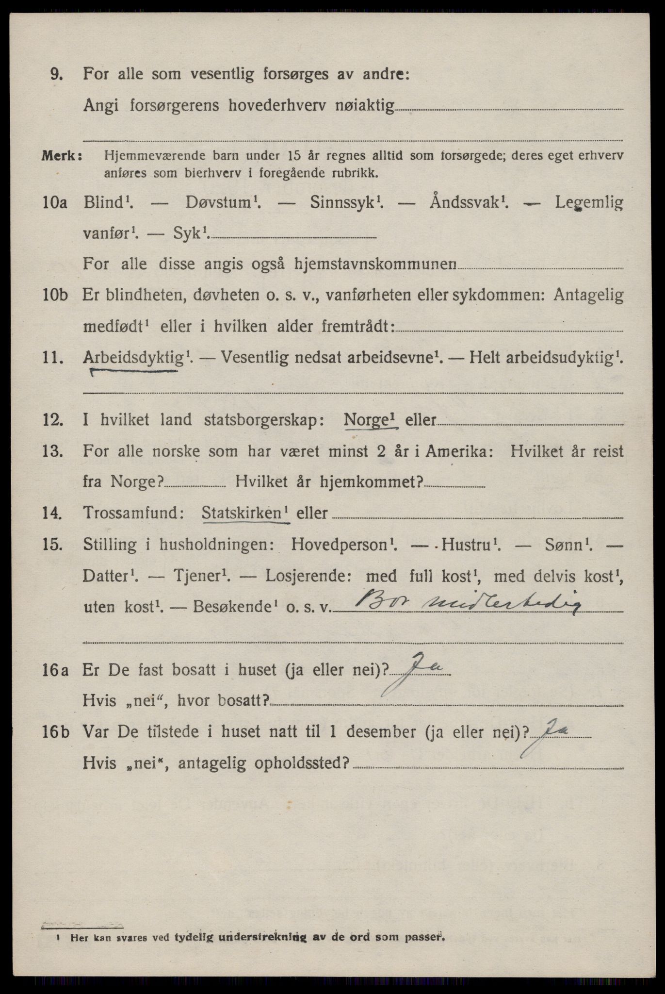 SAST, 1920 census for Hjelmeland, 1920, p. 3126