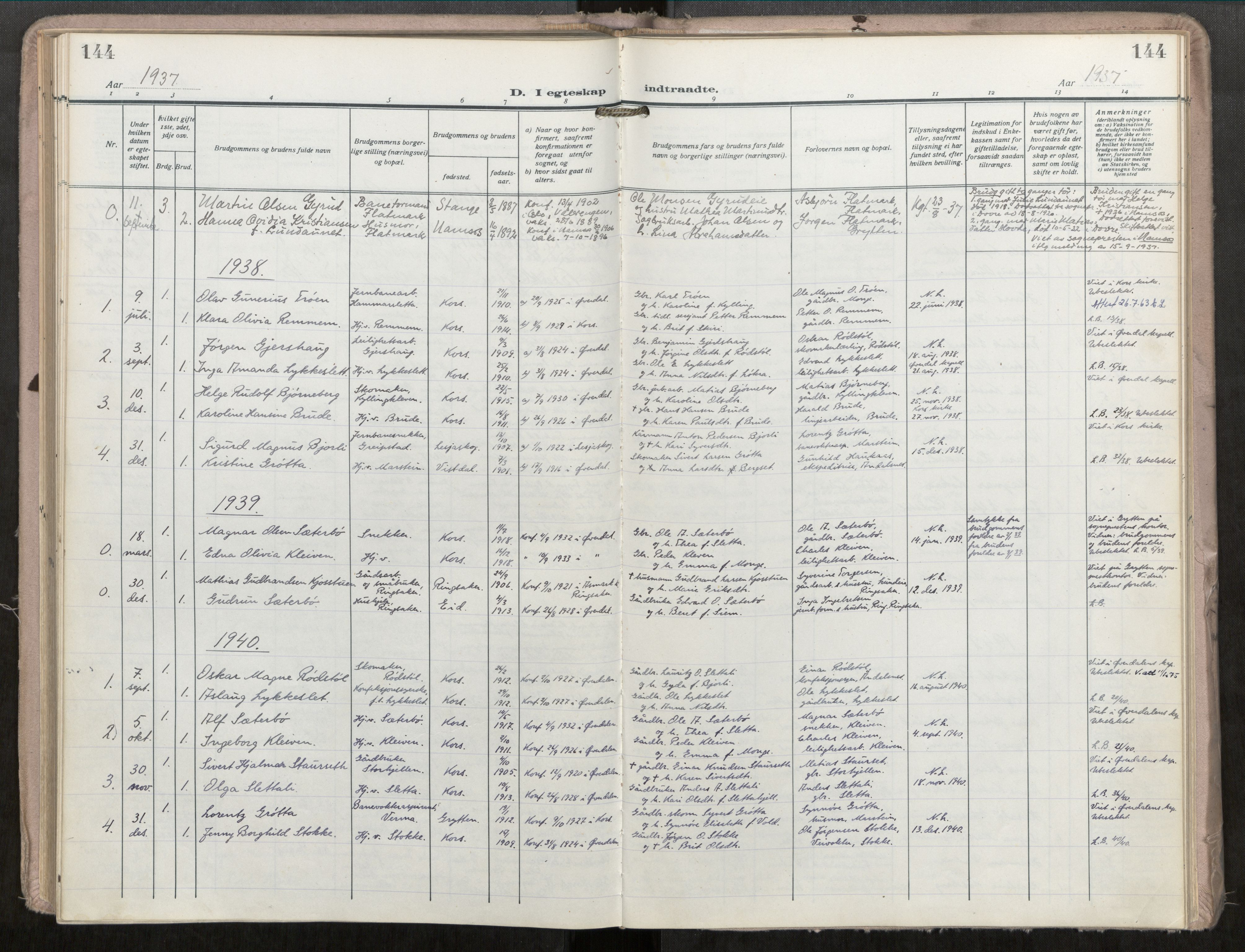 Ministerialprotokoller, klokkerbøker og fødselsregistre - Møre og Romsdal, AV/SAT-A-1454/546/L0601: Parish register (official) no. 546A04, 1919-1956, p. 144