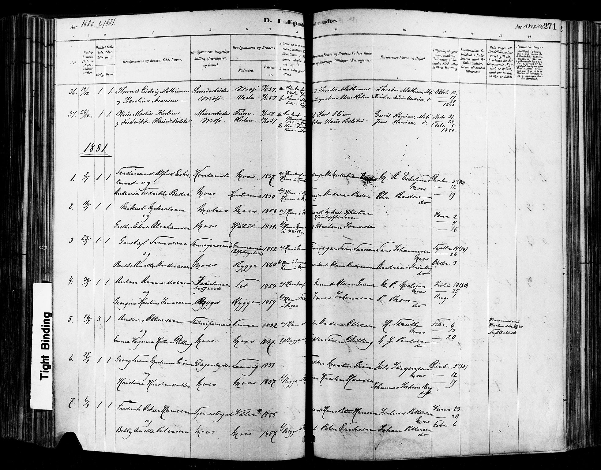 Moss prestekontor Kirkebøker, SAO/A-2003/F/Fb/L0001: Parish register (official) no. II 1, 1878-1886, p. 271