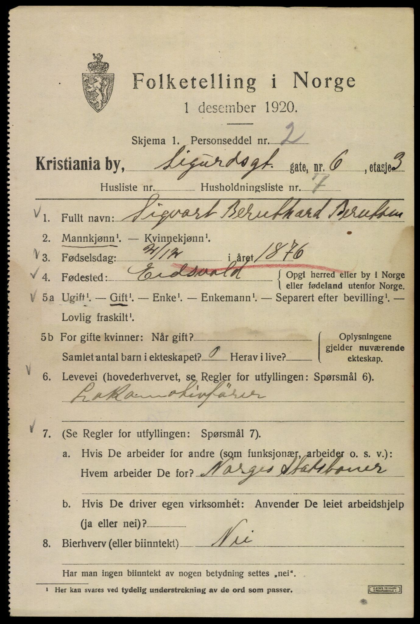 SAO, 1920 census for Kristiania, 1920, p. 510767