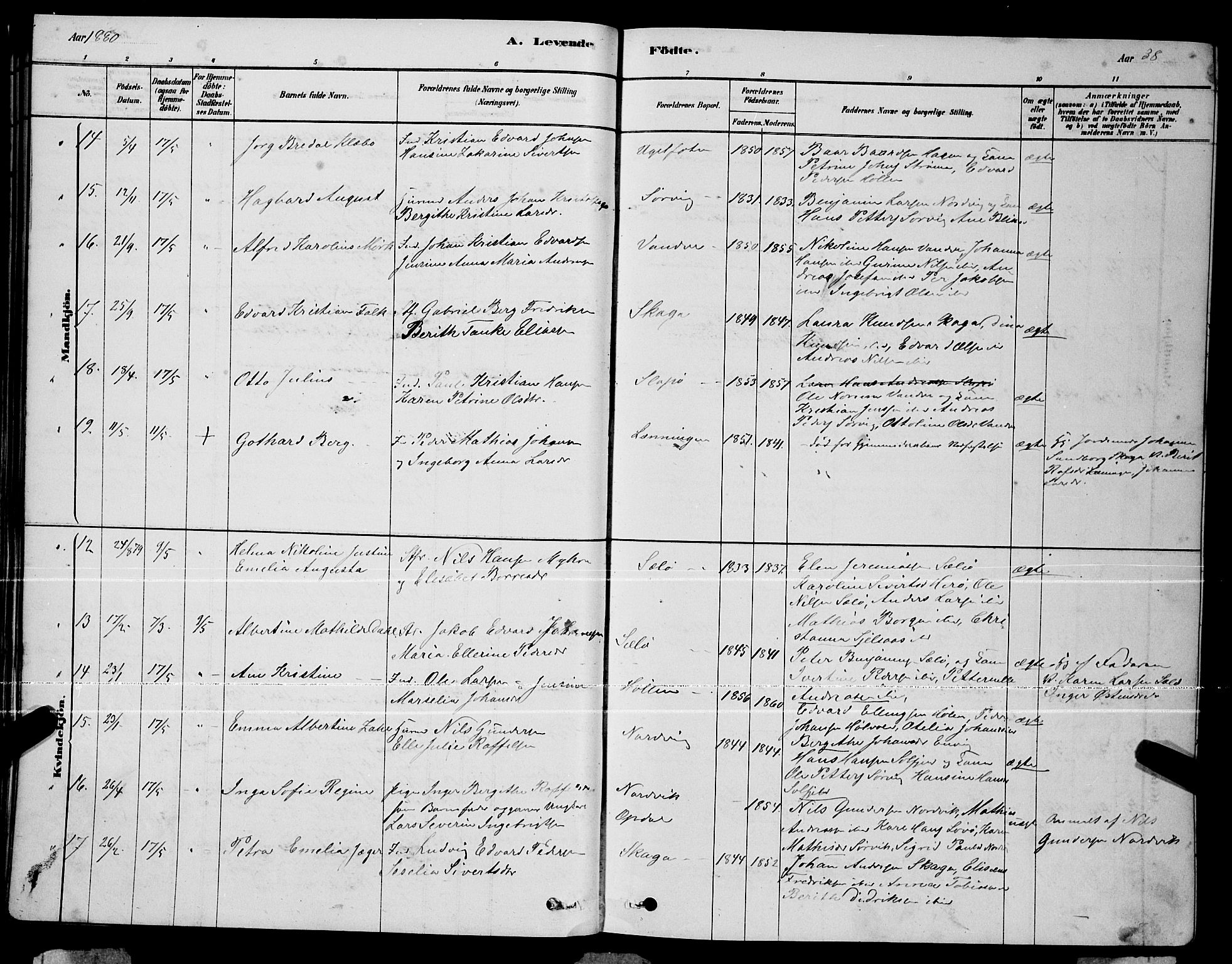 Ministerialprotokoller, klokkerbøker og fødselsregistre - Nordland, AV/SAT-A-1459/834/L0513: Parish register (copy) no. 834C04, 1877-1892, p. 38