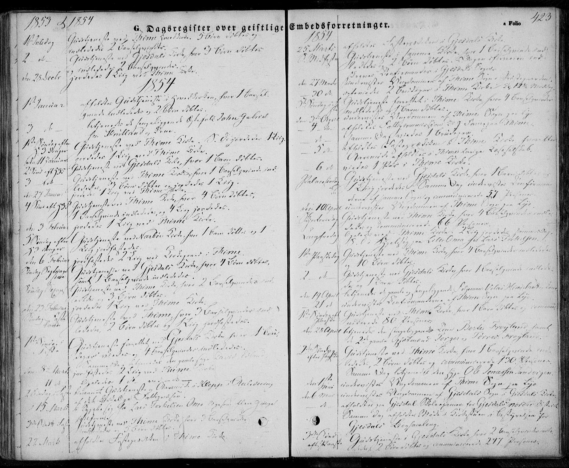 Lye sokneprestkontor, AV/SAST-A-101794/001/30BA/L0006: Parish register (official) no. A 5.2, 1842-1855, p. 423