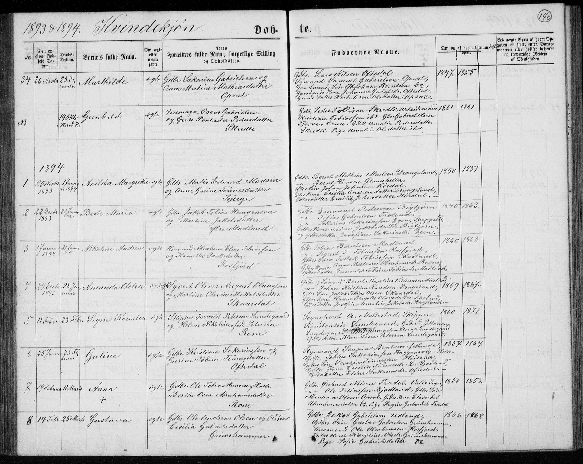 Lyngdal sokneprestkontor, AV/SAK-1111-0029/F/Fb/Fbc/L0004: Parish register (copy) no. B 4, 1878-1896, p. 140