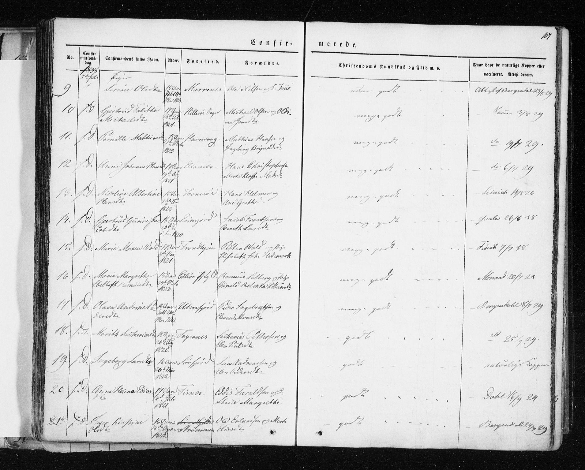 Tromsø sokneprestkontor/stiftsprosti/domprosti, SATØ/S-1343/G/Ga/L0009kirke: Parish register (official) no. 9, 1837-1847, p. 107