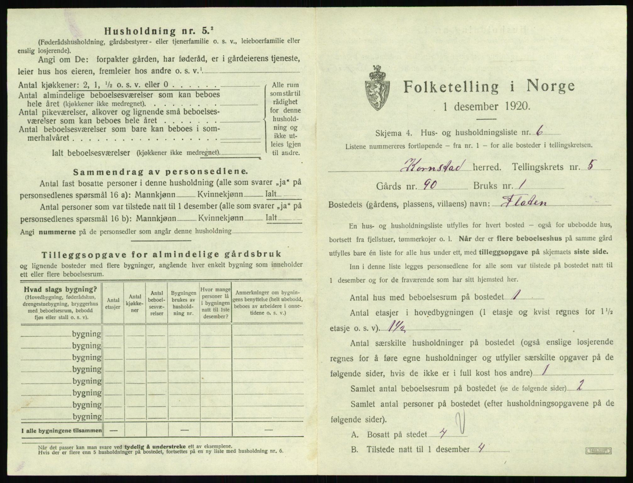 SAT, 1920 census for Kornstad, 1920, p. 375