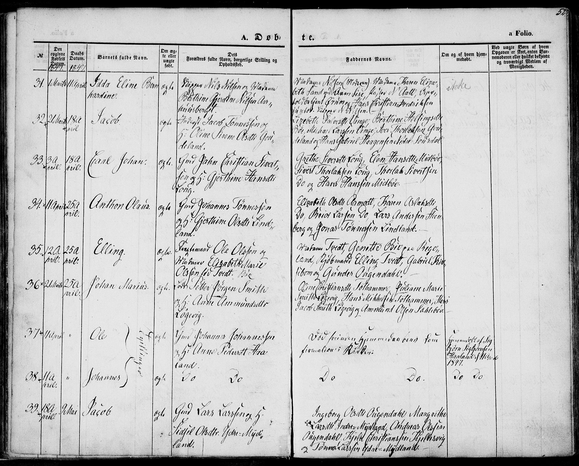 Sokndal sokneprestkontor, SAST/A-101808: Parish register (official) no. A 8.1, 1842-1857, p. 52