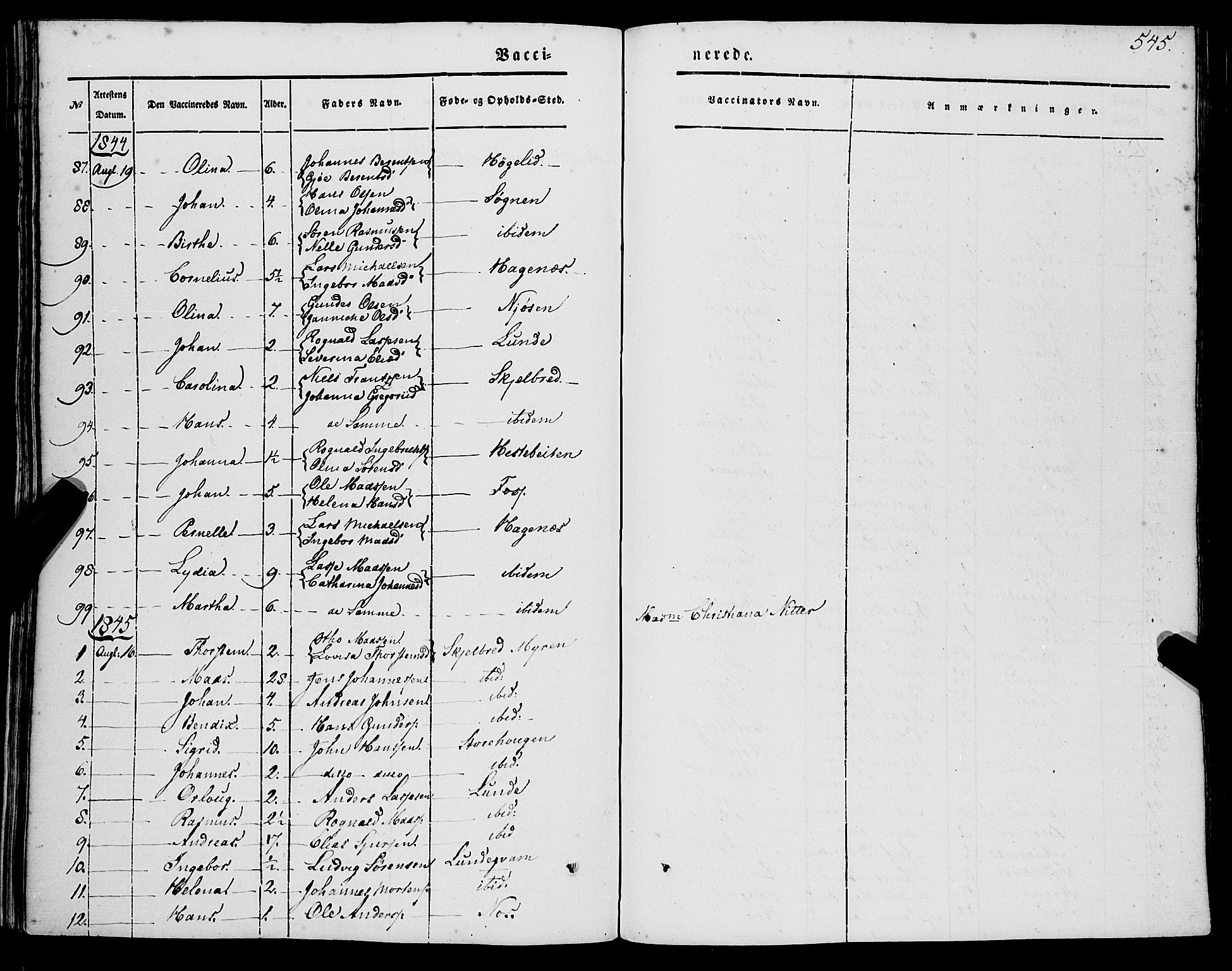 Gaular sokneprestembete, SAB/A-80001/H/Haa: Parish register (official) no. A 4II, 1841-1859, p. 545