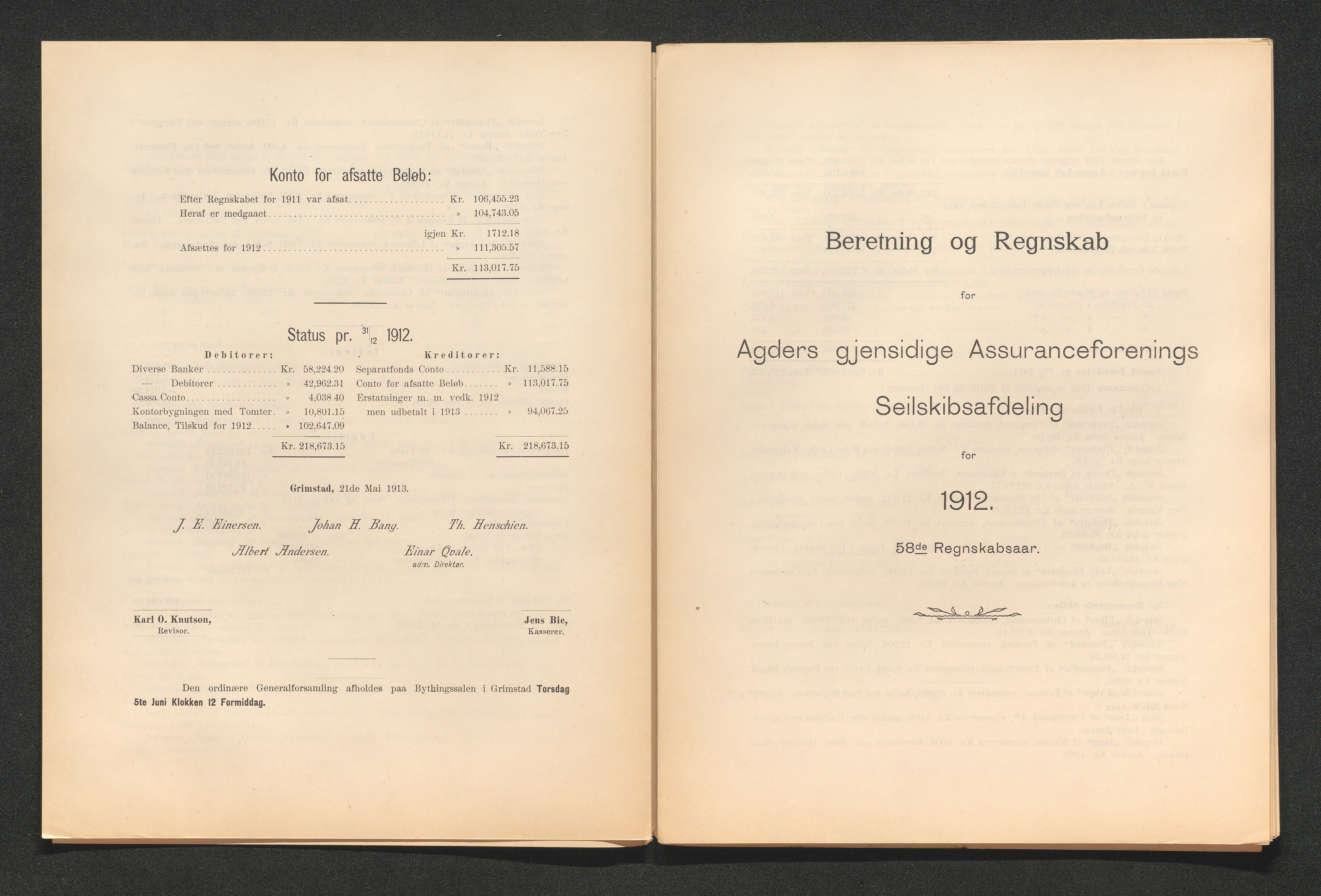 Agders Gjensidige Assuranceforening, AAKS/PA-1718/05/L0003: Regnskap, seilavdeling, pakkesak, 1890-1912