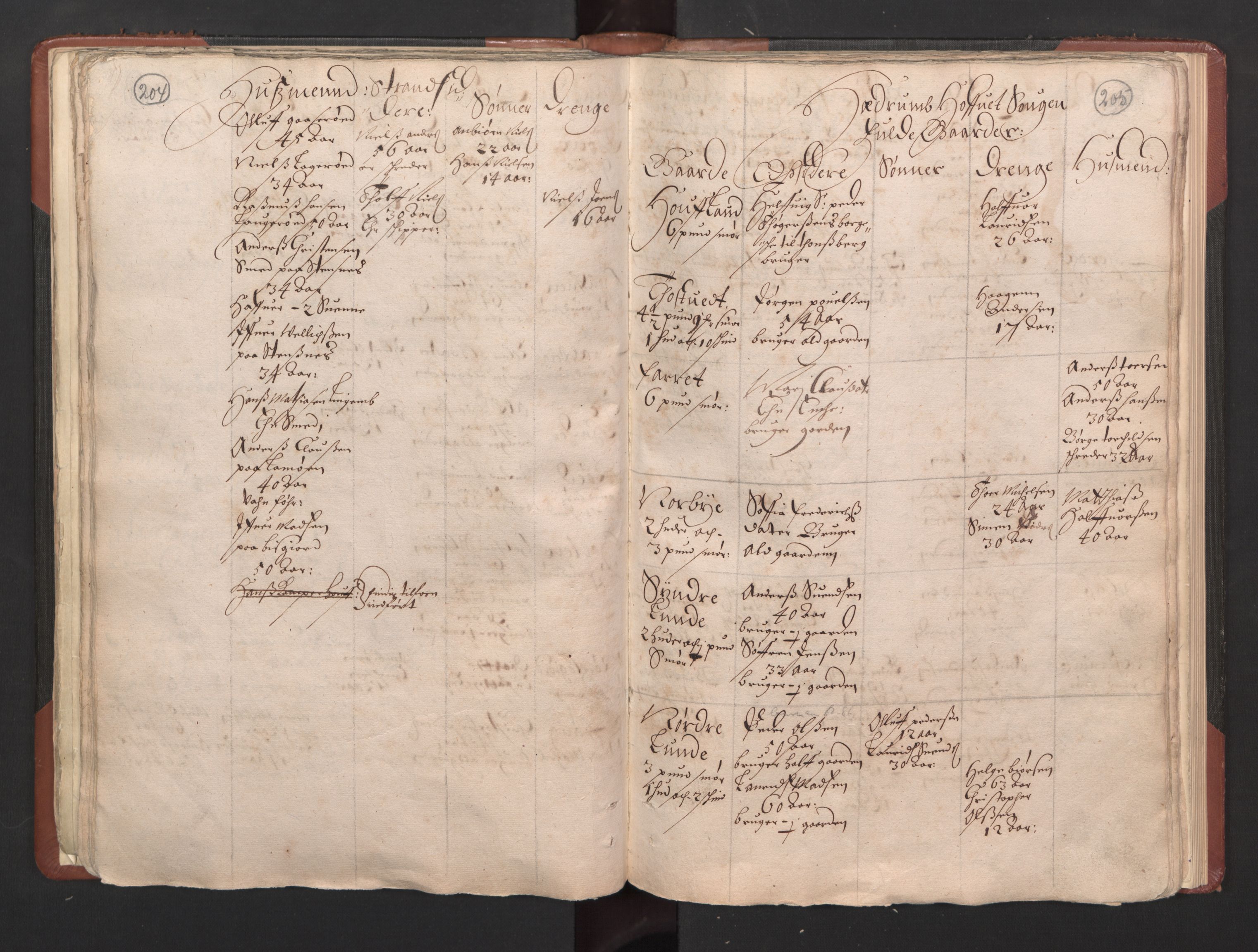 RA, Bailiff's Census 1664-1666, no. 5: Modern Buskerud county and modern Vestfold county, 1664, p. 204-205