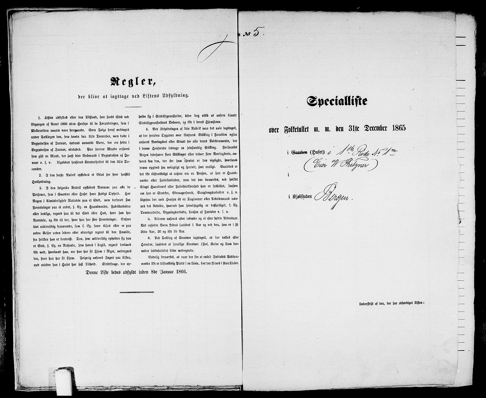 RA, 1865 census for Bergen, 1865, p. 53