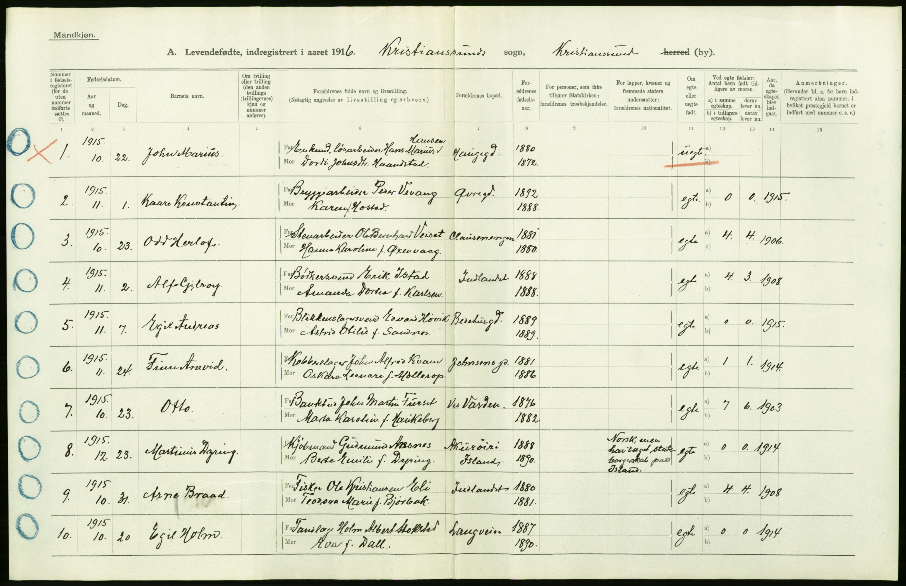 Statistisk sentralbyrå, Sosiodemografiske emner, Befolkning, RA/S-2228/D/Df/Dfb/Dfbf/L0043: Romsdals amt: Levendefødte menn og kvinner. Bygder og byer, samt gifte. Bygder og byer., 1916, p. 54