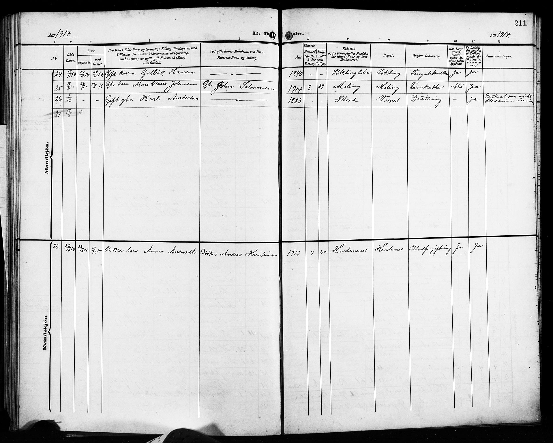 Finnås sokneprestembete, AV/SAB-A-99925/H/Ha/Hab/Habb/L0005: Parish register (copy) no. B 5, 1907-1920, p. 211