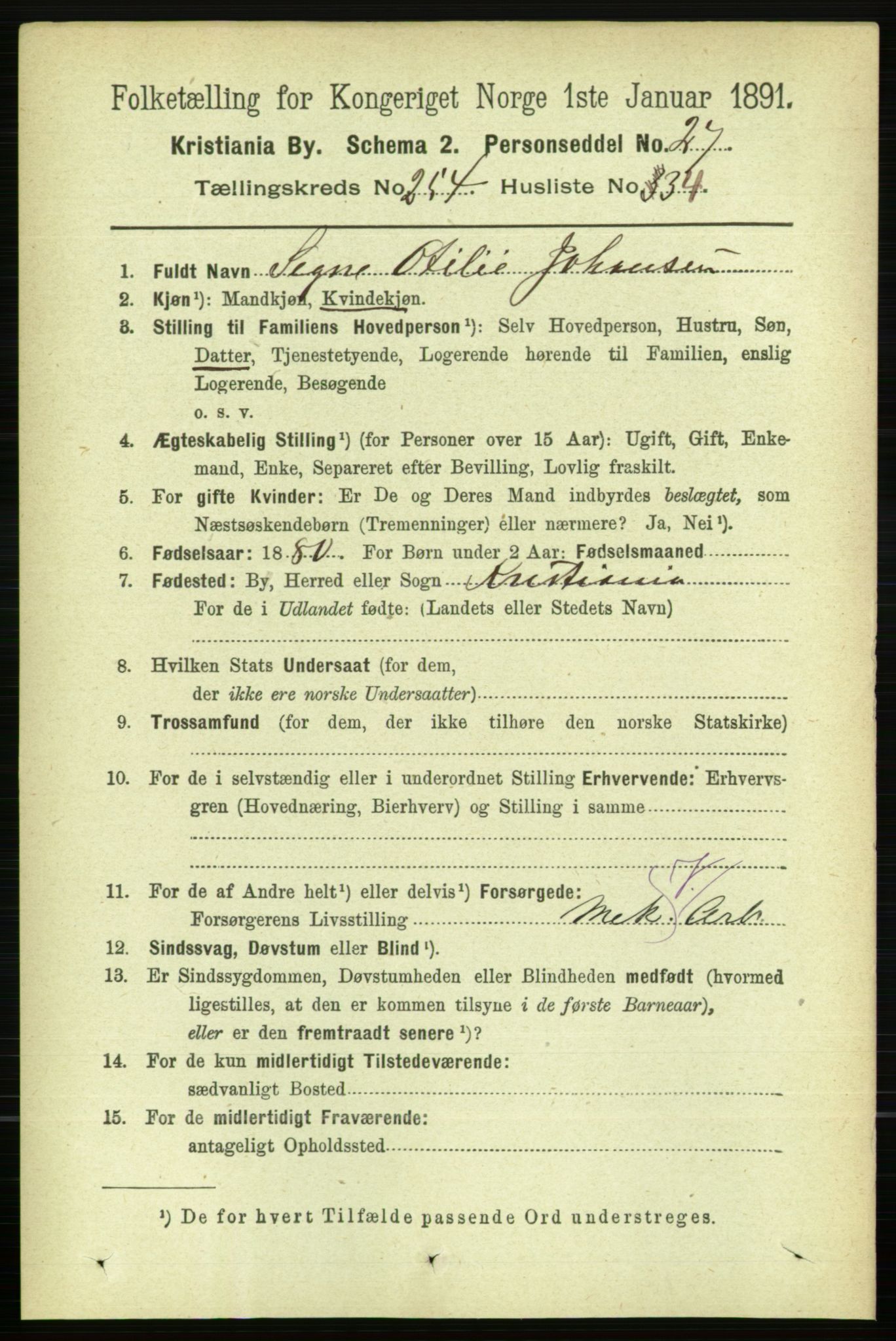 RA, 1891 census for 0301 Kristiania, 1891, p. 154914