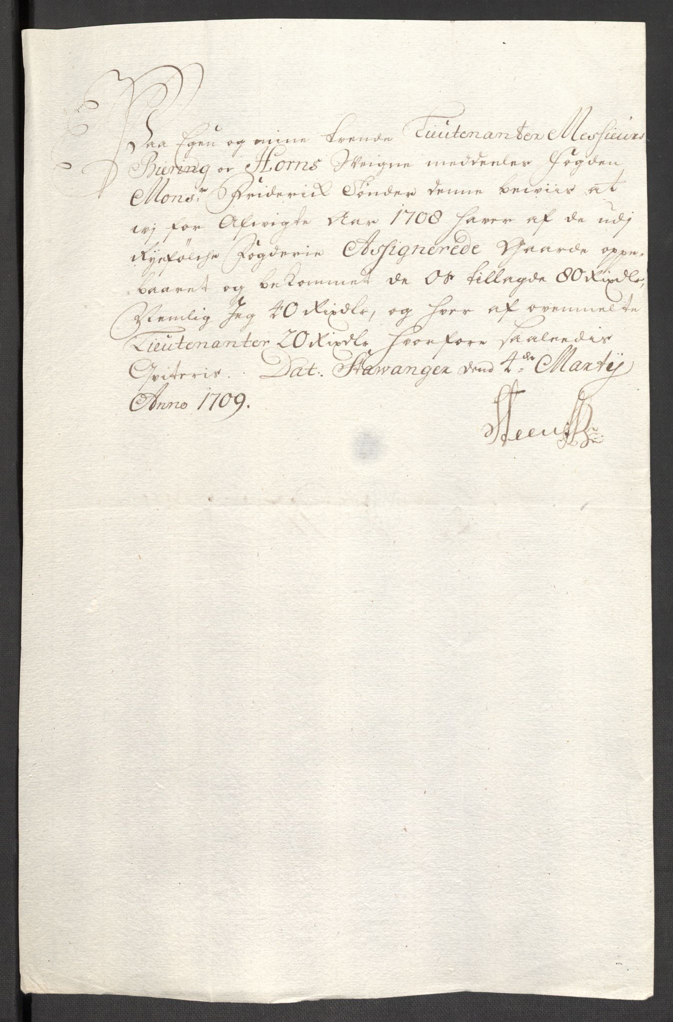 Rentekammeret inntil 1814, Reviderte regnskaper, Fogderegnskap, RA/EA-4092/R47/L2861: Fogderegnskap Ryfylke, 1706-1709, p. 208