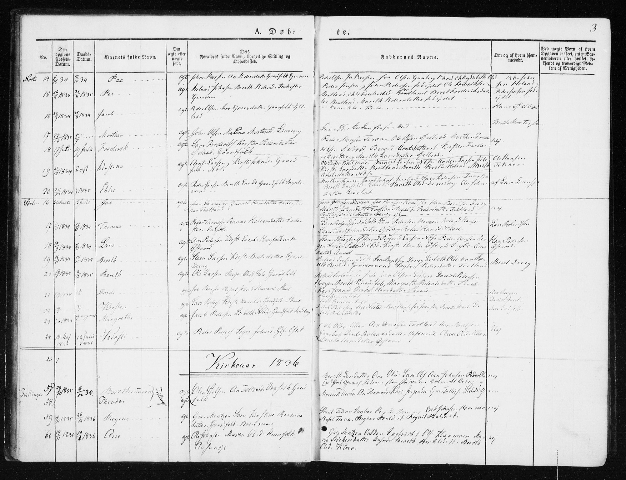 Ministerialprotokoller, klokkerbøker og fødselsregistre - Nord-Trøndelag, SAT/A-1458/749/L0470: Parish register (official) no. 749A04, 1834-1853, p. 3