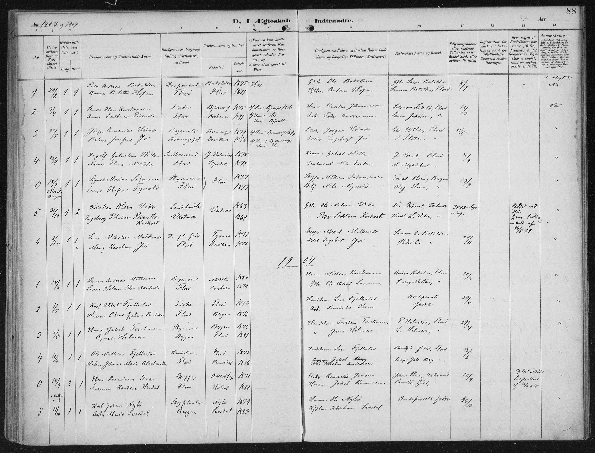 Kinn sokneprestembete, SAB/A-80801/H/Haa/Haac/L0002: Parish register (official) no. C 2, 1895-1916, p. 88