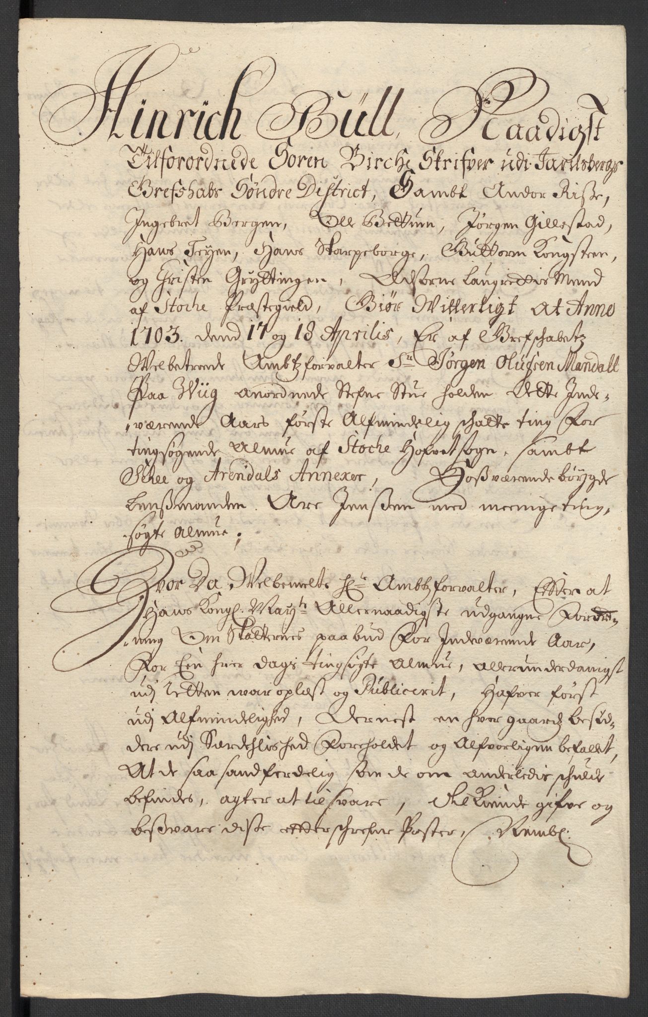 Rentekammeret inntil 1814, Reviderte regnskaper, Fogderegnskap, AV/RA-EA-4092/R32/L1871: Fogderegnskap Jarlsberg grevskap, 1703-1705, p. 35