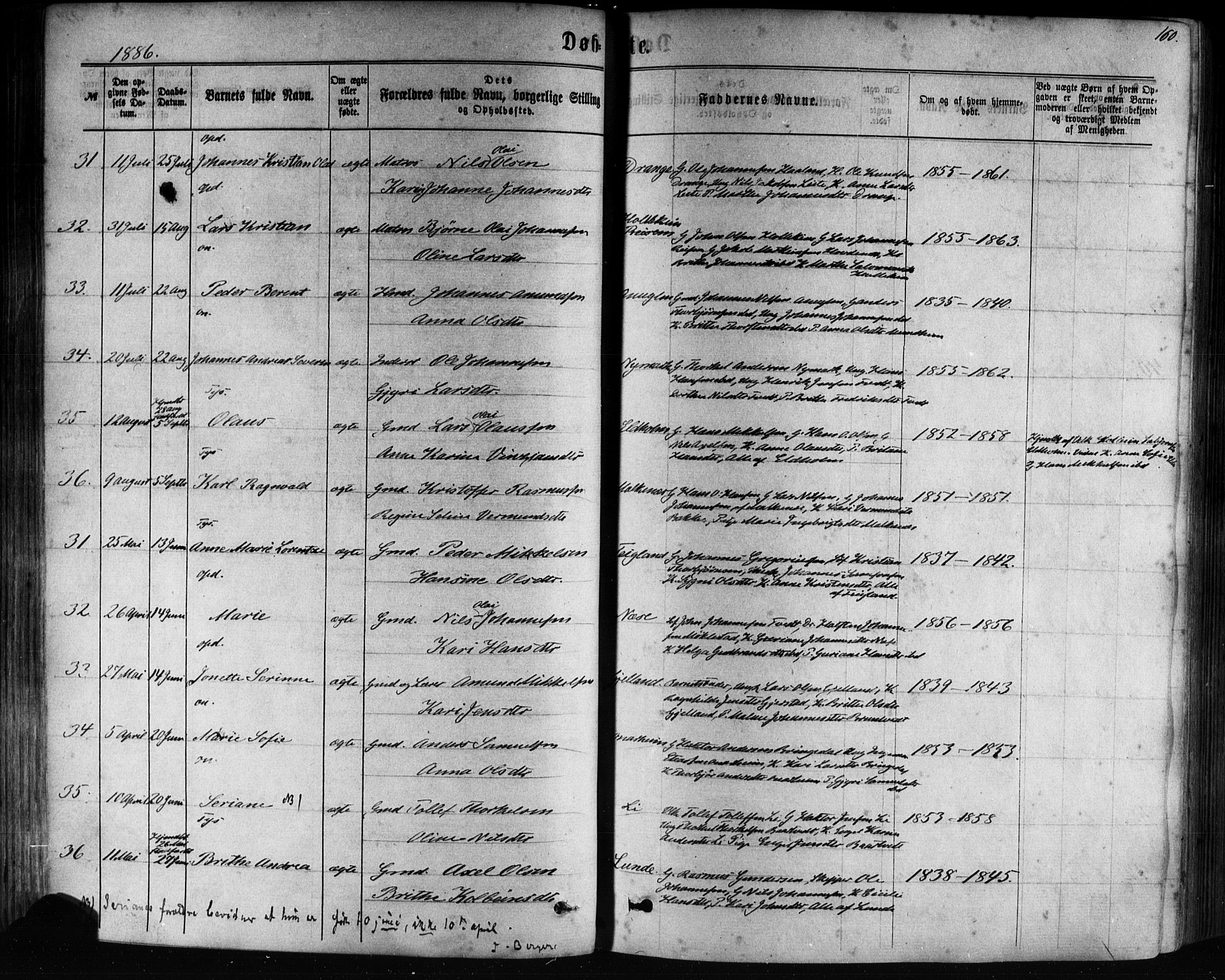 Tysnes sokneprestembete, AV/SAB-A-78601/H/Haa: Parish register (official) no. A 12, 1872-1886, p. 160