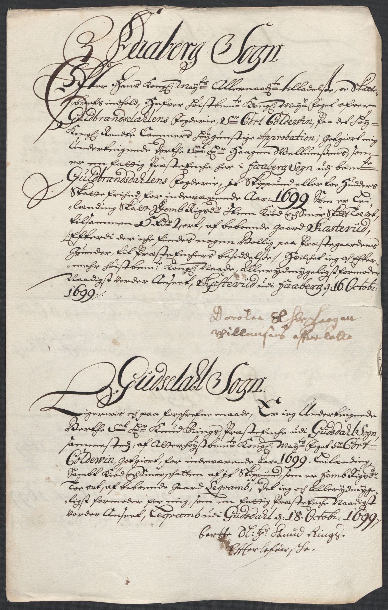 Rentekammeret inntil 1814, Reviderte regnskaper, Fogderegnskap, RA/EA-4092/R17/L1172: Fogderegnskap Gudbrandsdal, 1699, p. 187