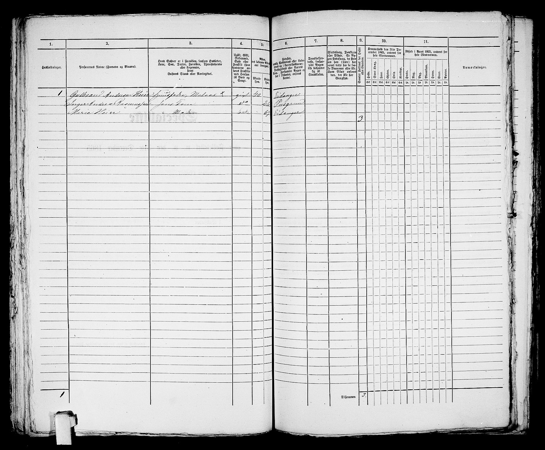 RA, 1865 census for Porsgrunn, 1865, p. 137