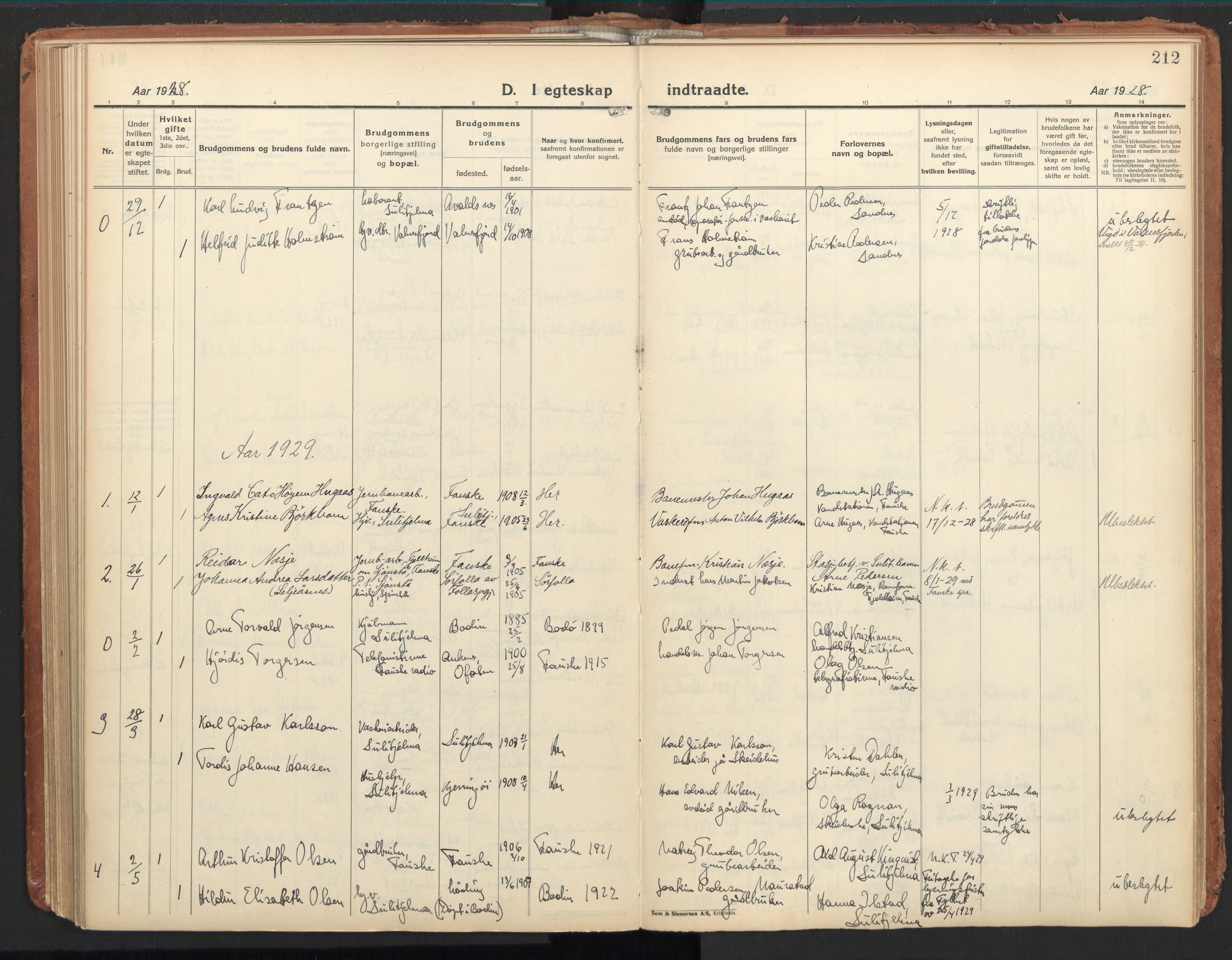 Ministerialprotokoller, klokkerbøker og fødselsregistre - Nordland, SAT/A-1459/850/L0716: Curate's parish register no. 850B06, 1924-1938, p. 212